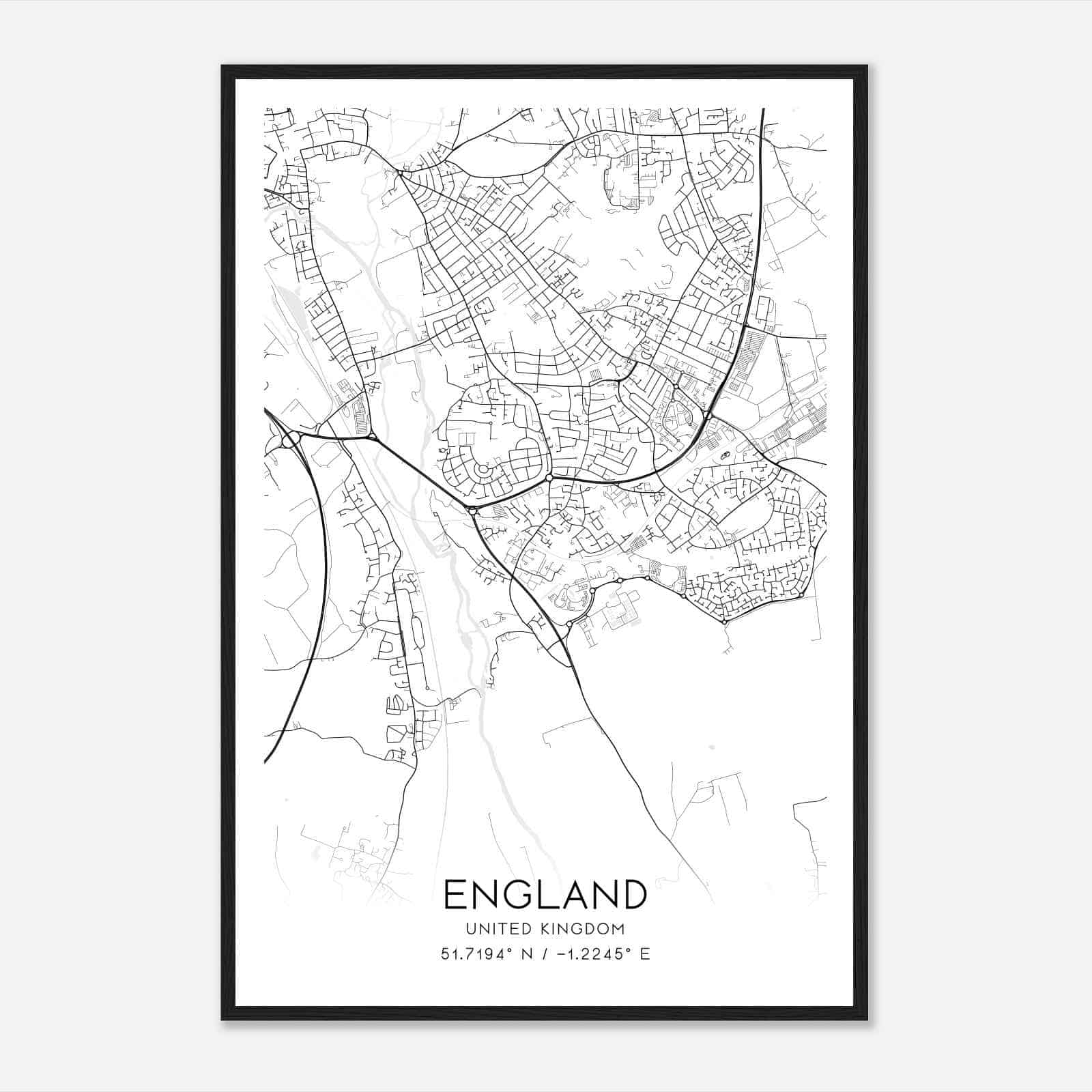 Littlemore United Kingdom Map Poster, Modern Home Decor Wall Art Print