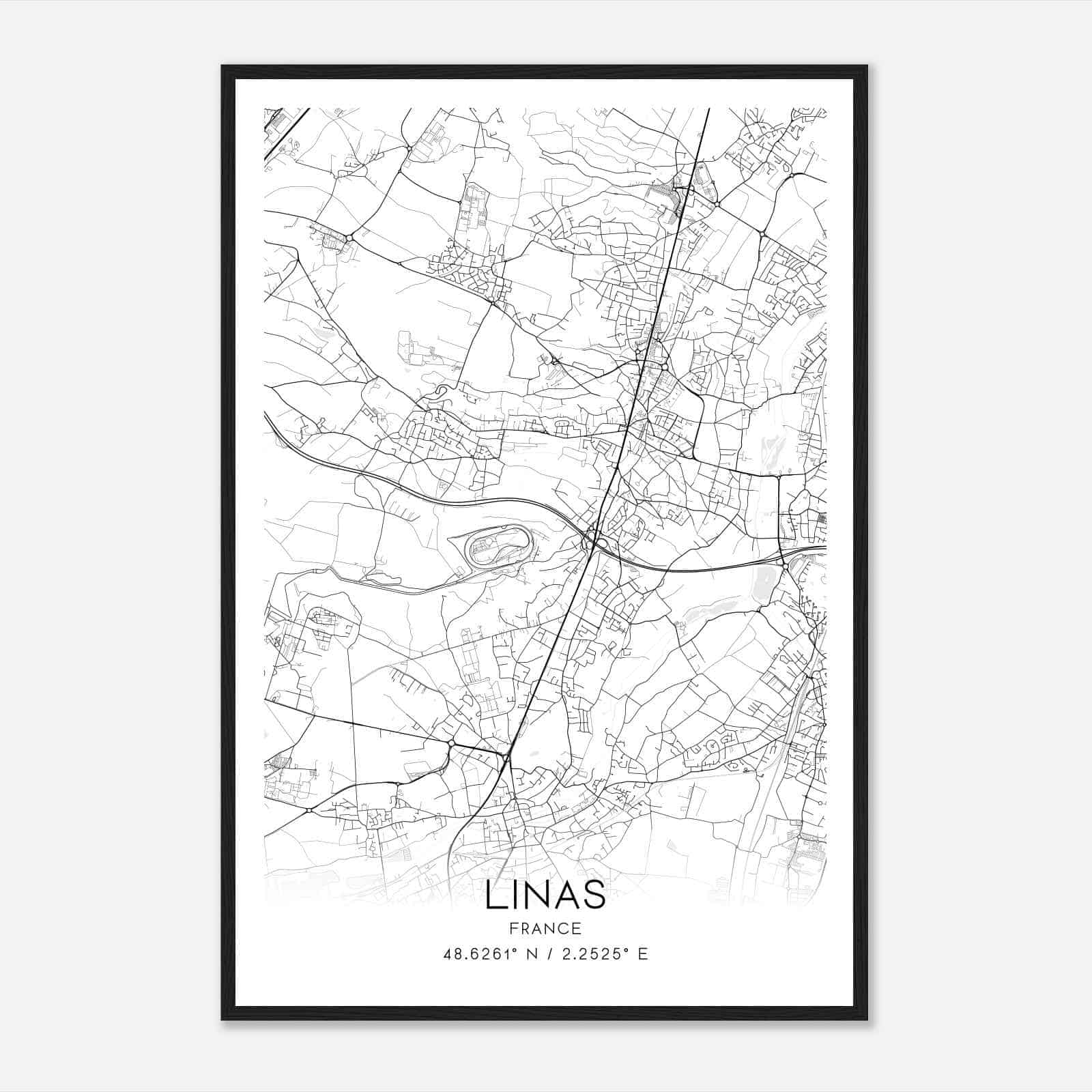 Linas France Map Poster, Modern Home Decor Wall Art Print