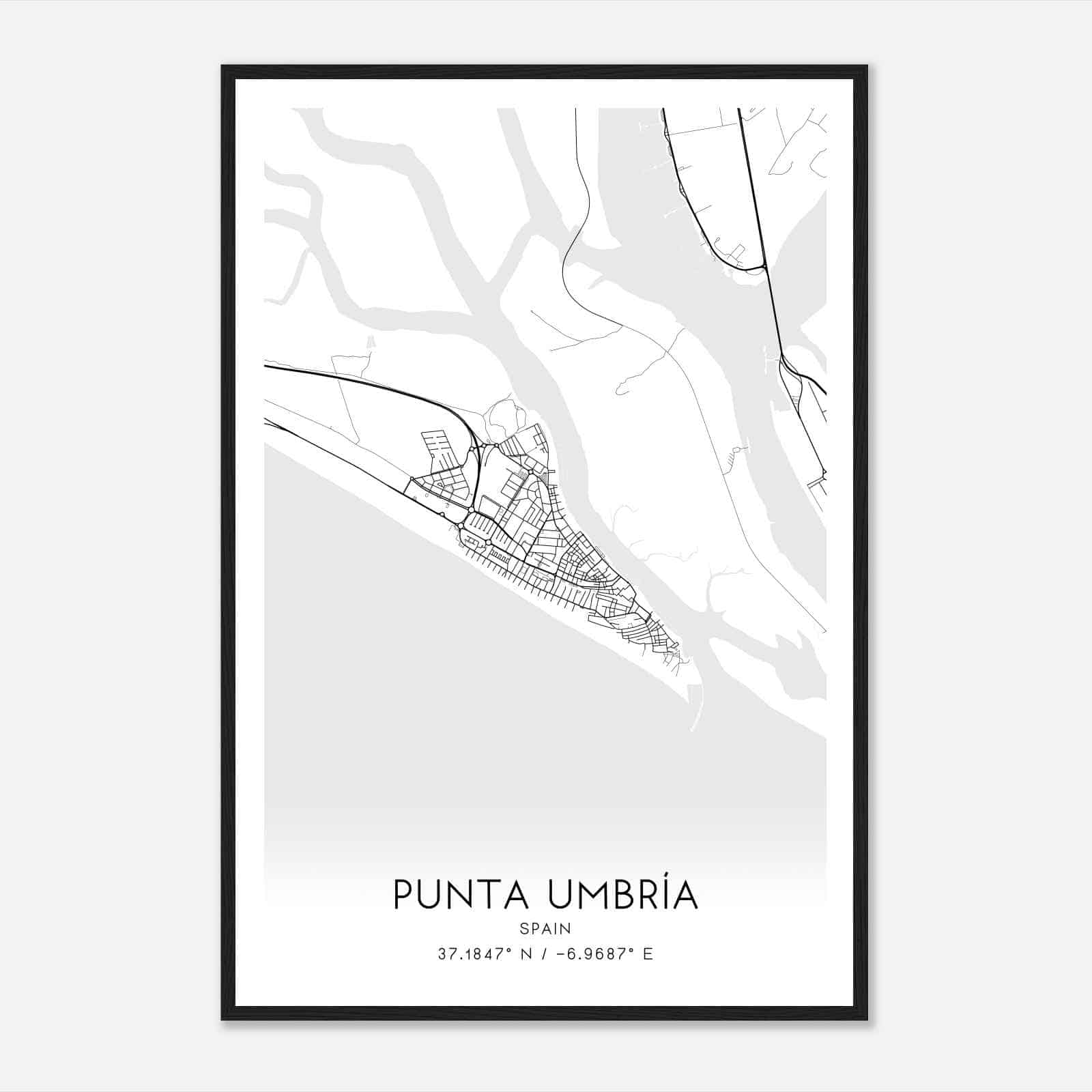 Punta Umbria Spain Map Poster, Modern Home Decor Wall Art Print