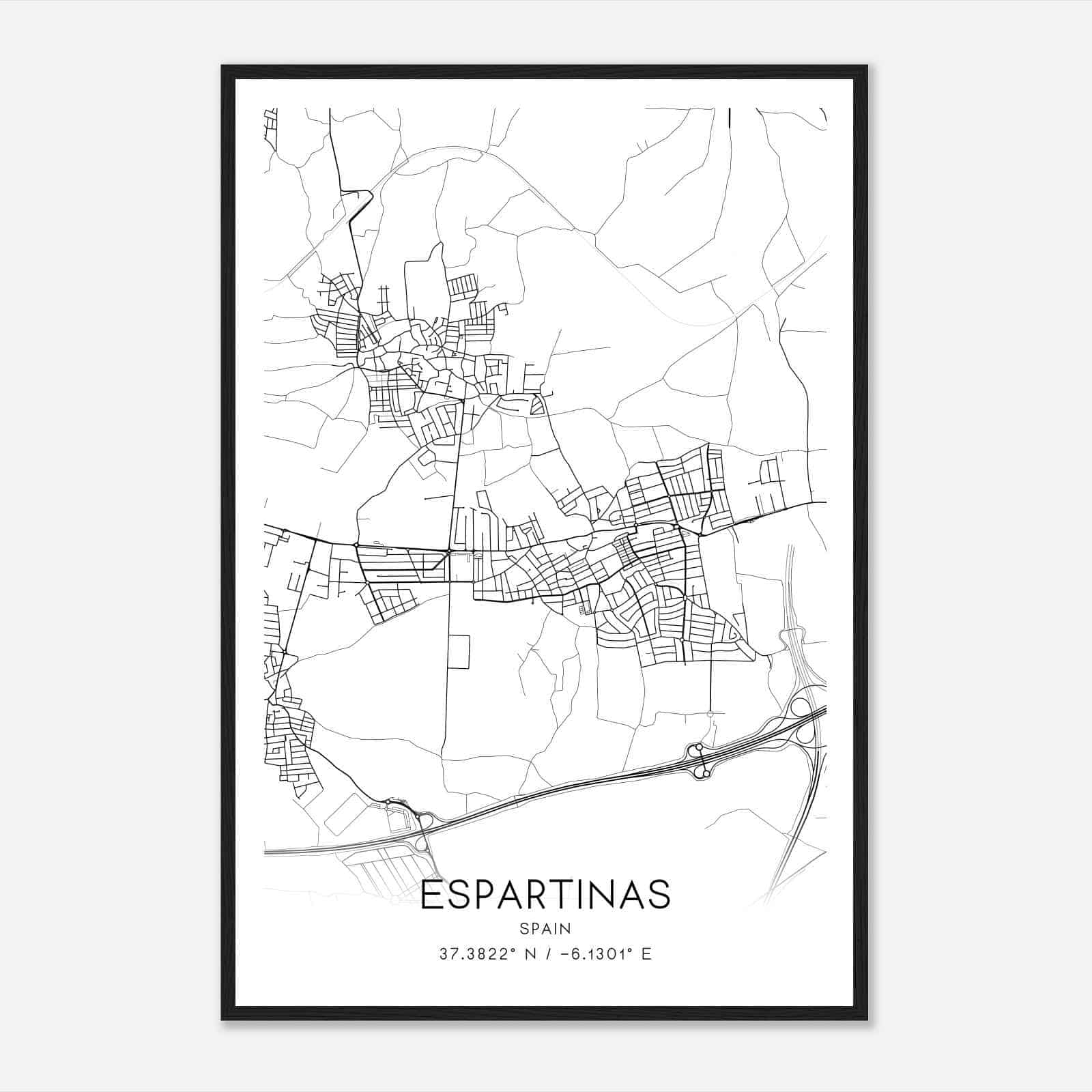 Espartinas Spain Map Poster, Modern Home Decor Wall Art Print