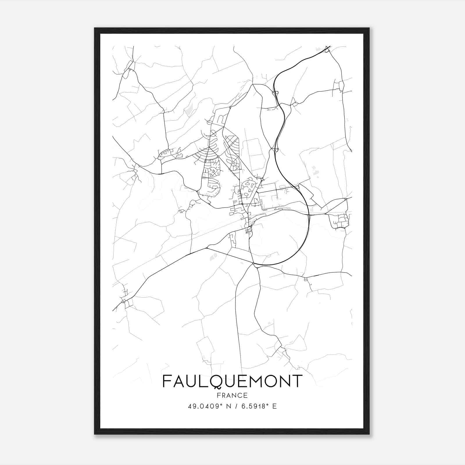 Faulquemont France Map Poster, Modern Home Decor Wall Art Print