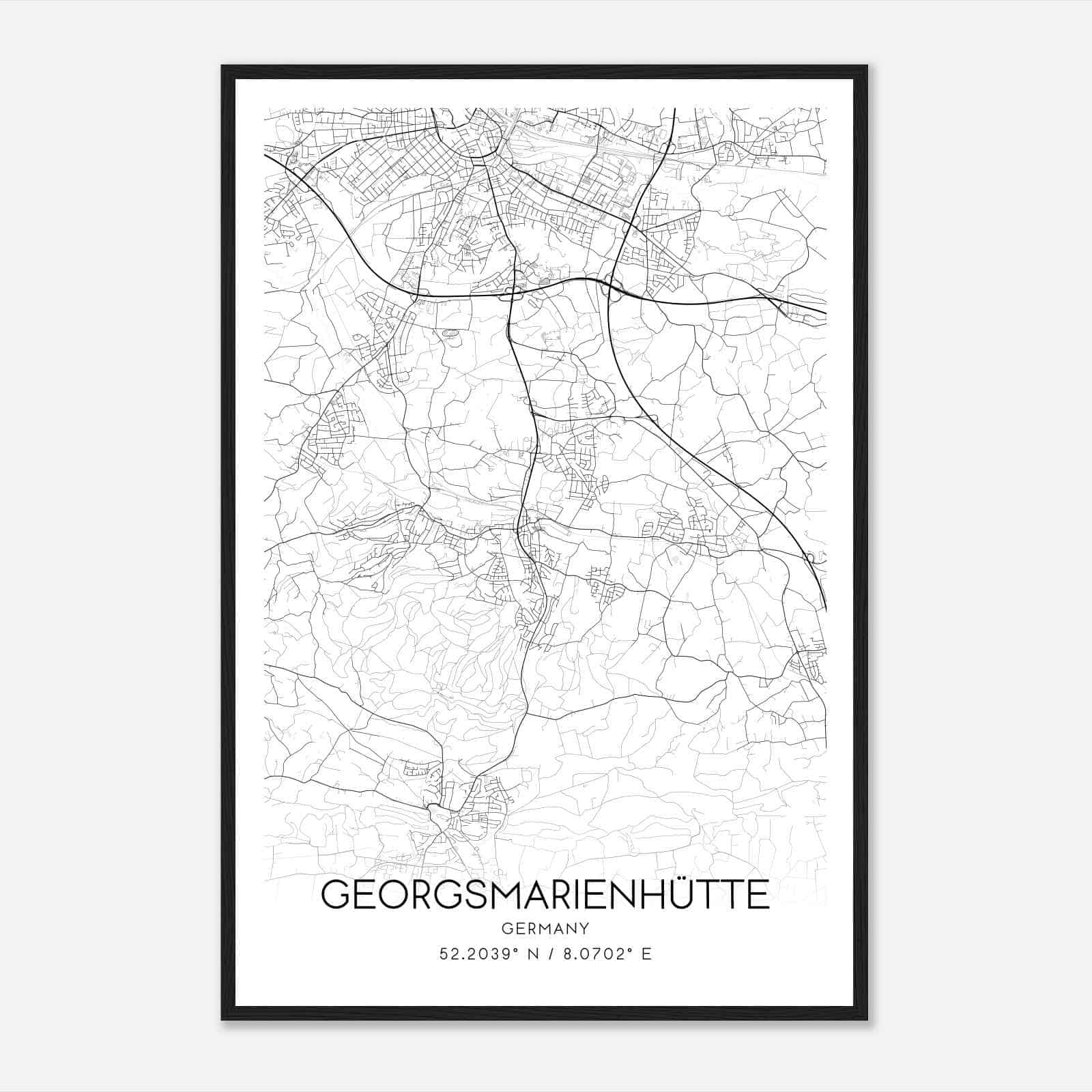Georgsmarienhutte Germany Map Poster, Modern Home Decor Wall Art Print