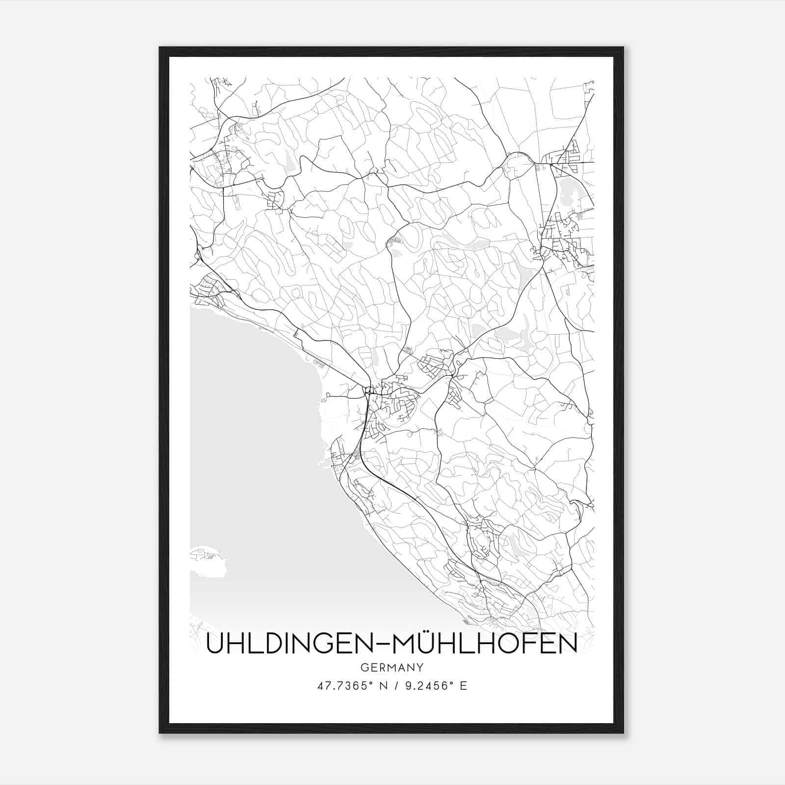 Uhldingen-Muhlhofen Germany Map Poster, Modern Home Decor Wall Art Print