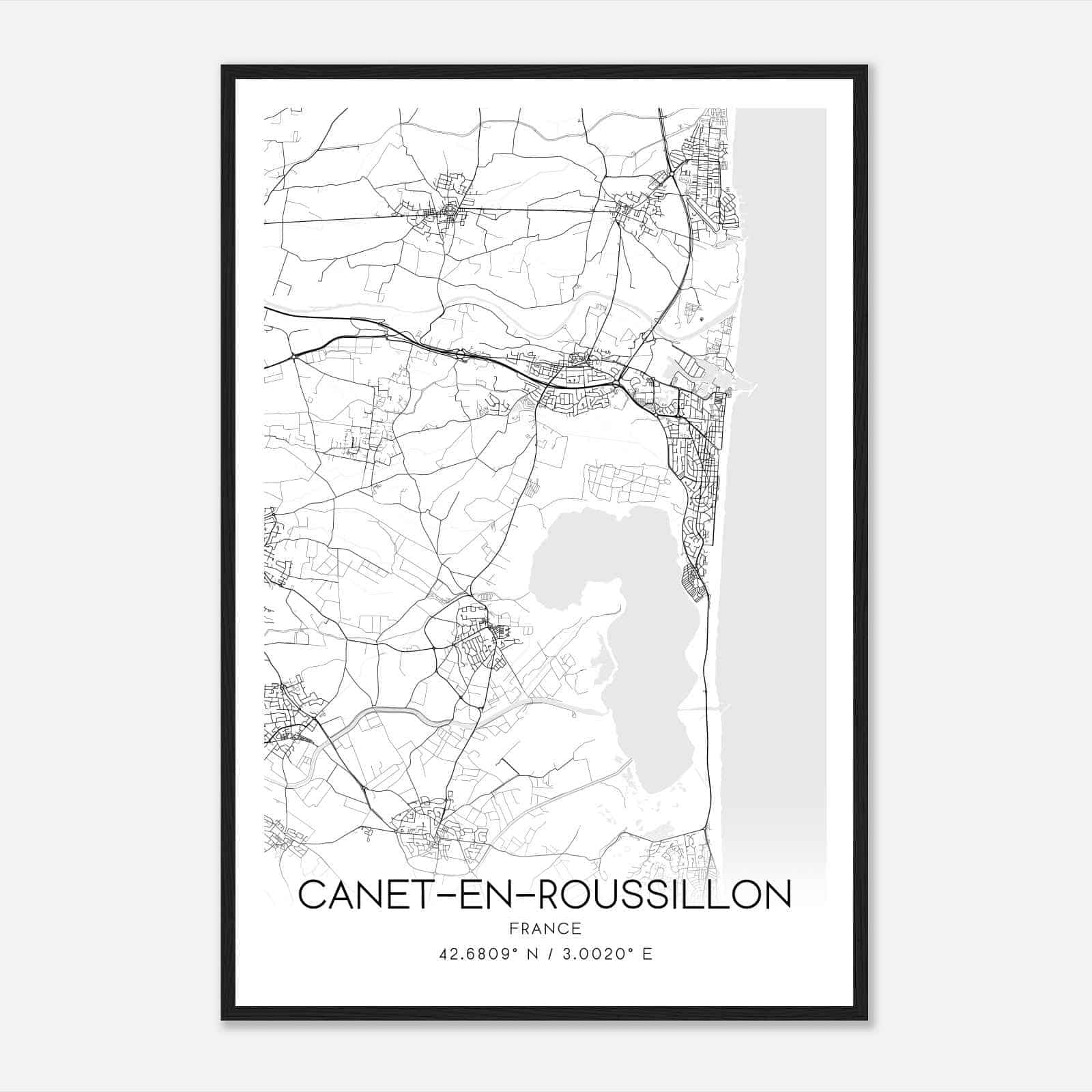Canet-en-Roussillon France Map Poster, Modern Home Decor Wall Art Print