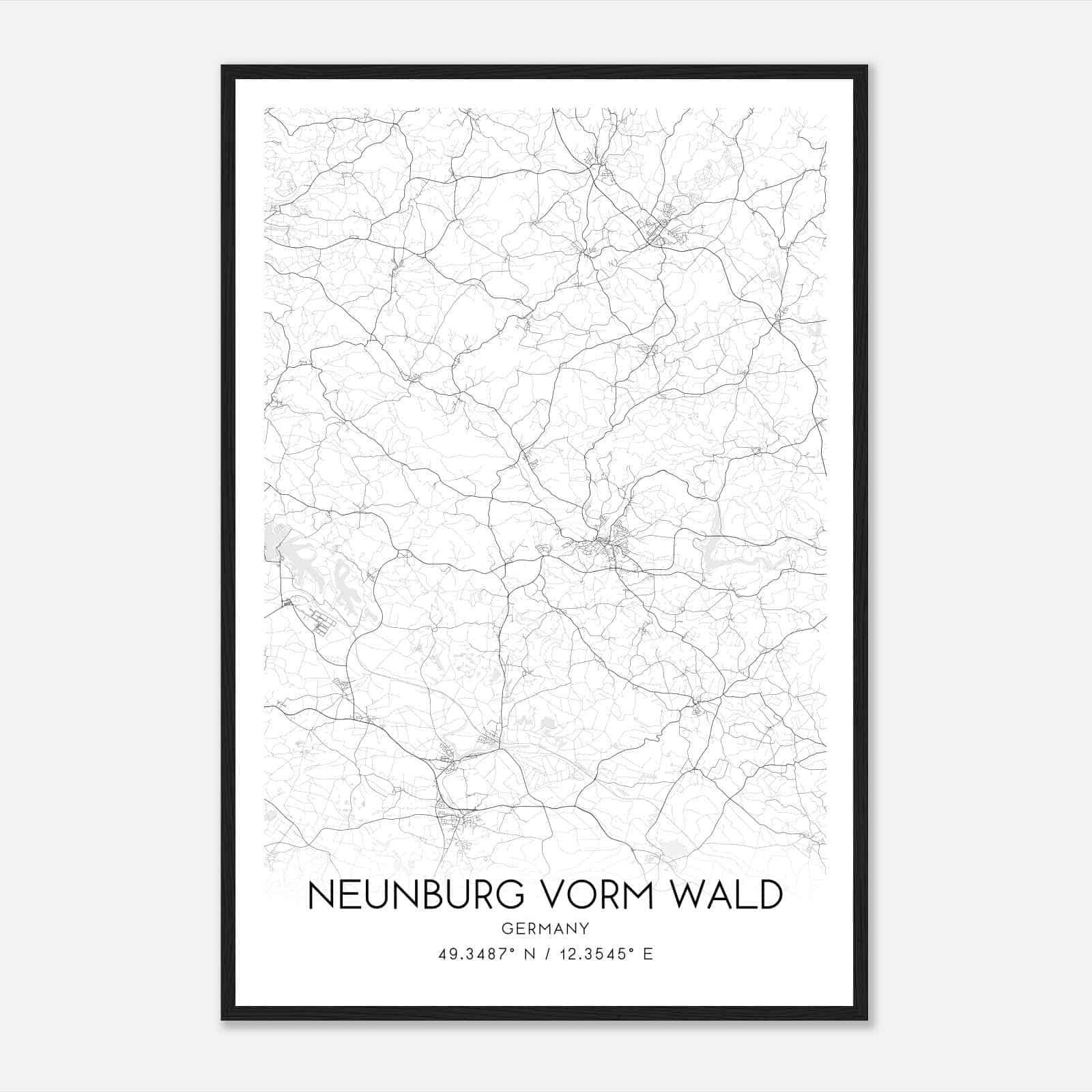 Neunburg vorm Wald Germany Map Poster, Modern Home Decor Wall Art Print
