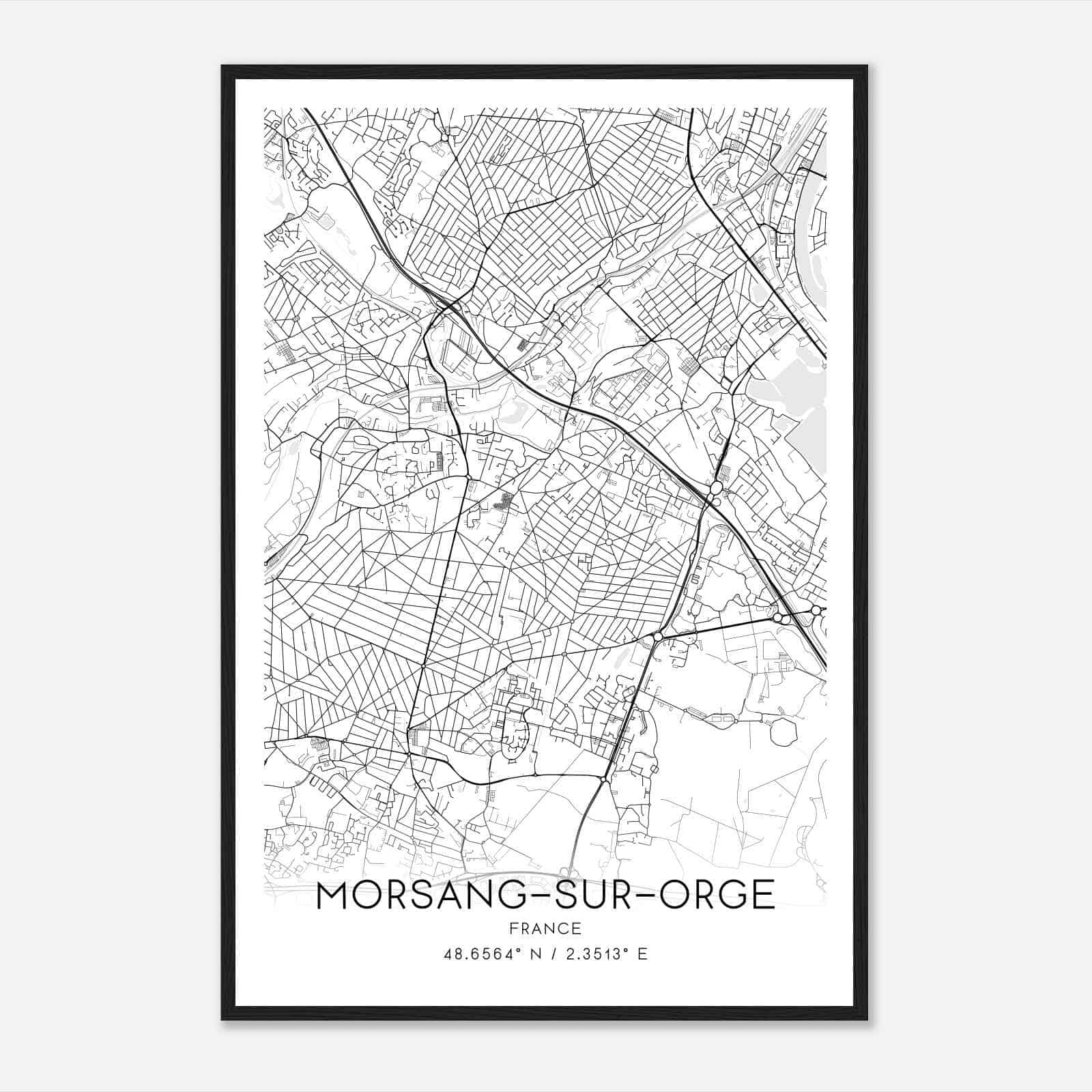 Morsang-sur-Orge France Map Poster, Modern Home Decor Wall Art Print