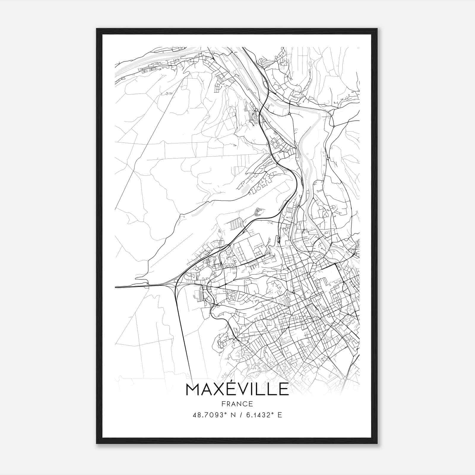 Maxeville France Map Poster, Modern Home Decor Wall Art Print