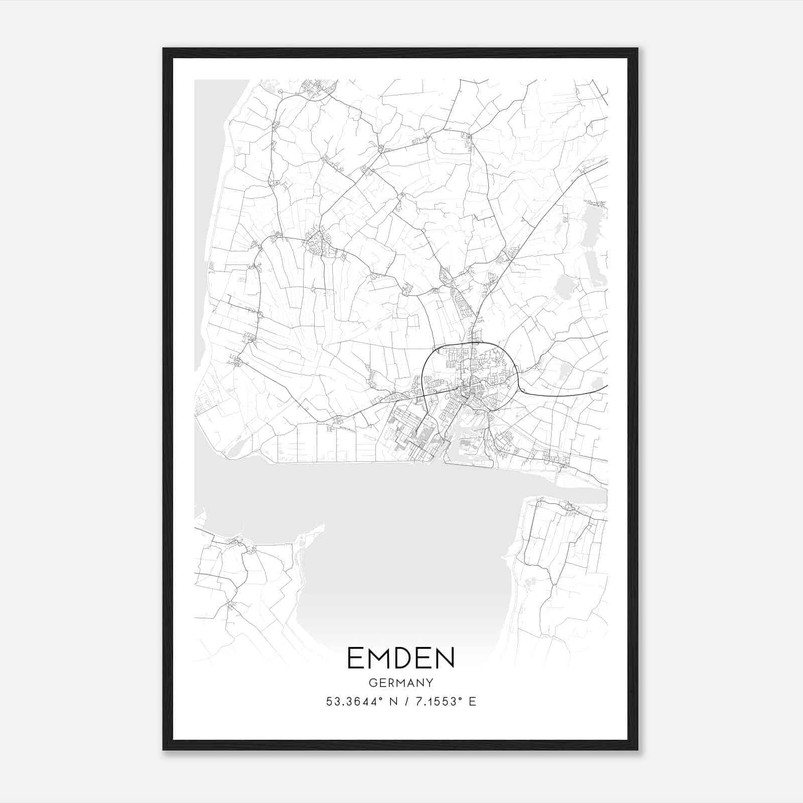 Emden Germany Map Poster, Modern Home Decor Wall Art Print