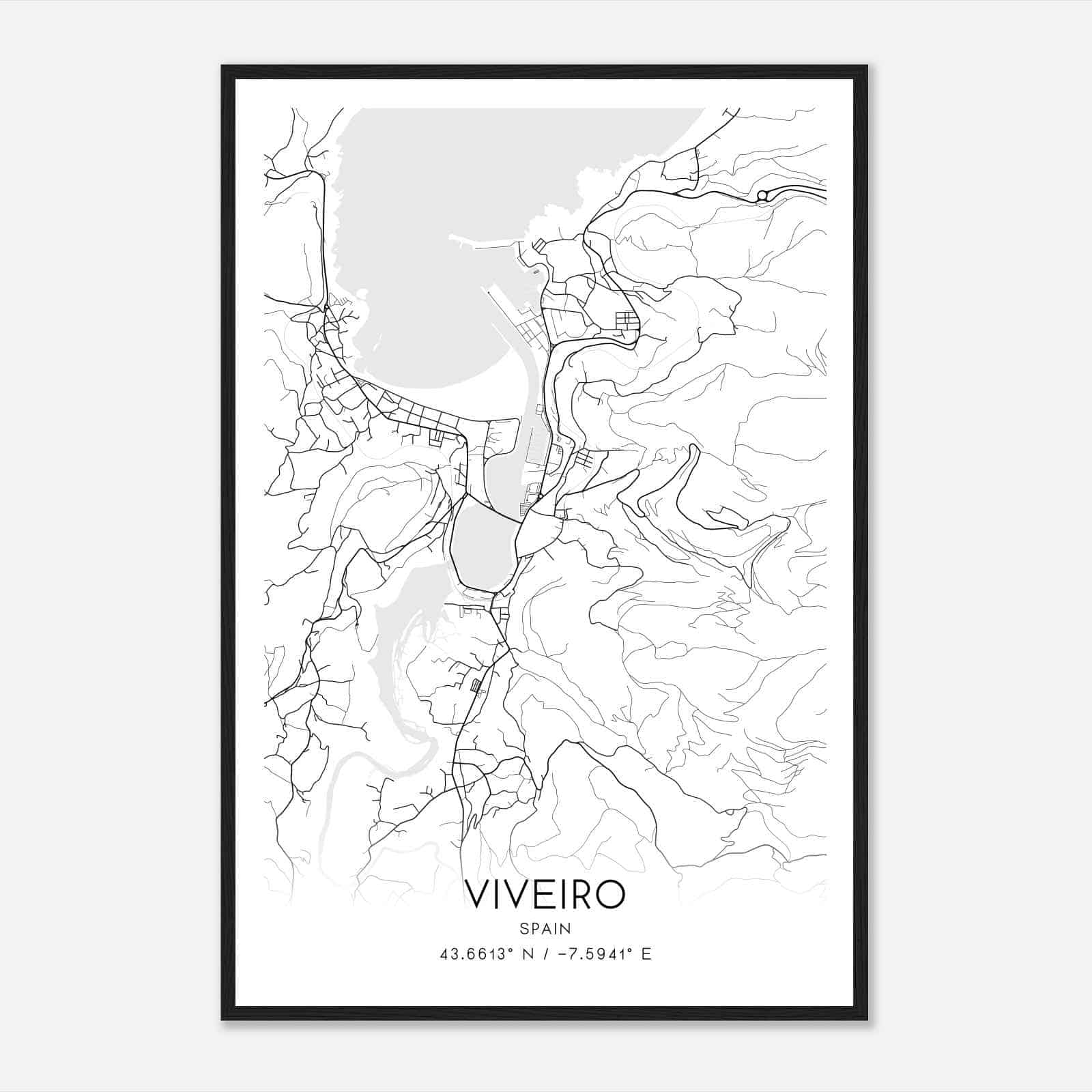 Vieiro Spain Map Poster, Modern Home Decor Wall Art Print
