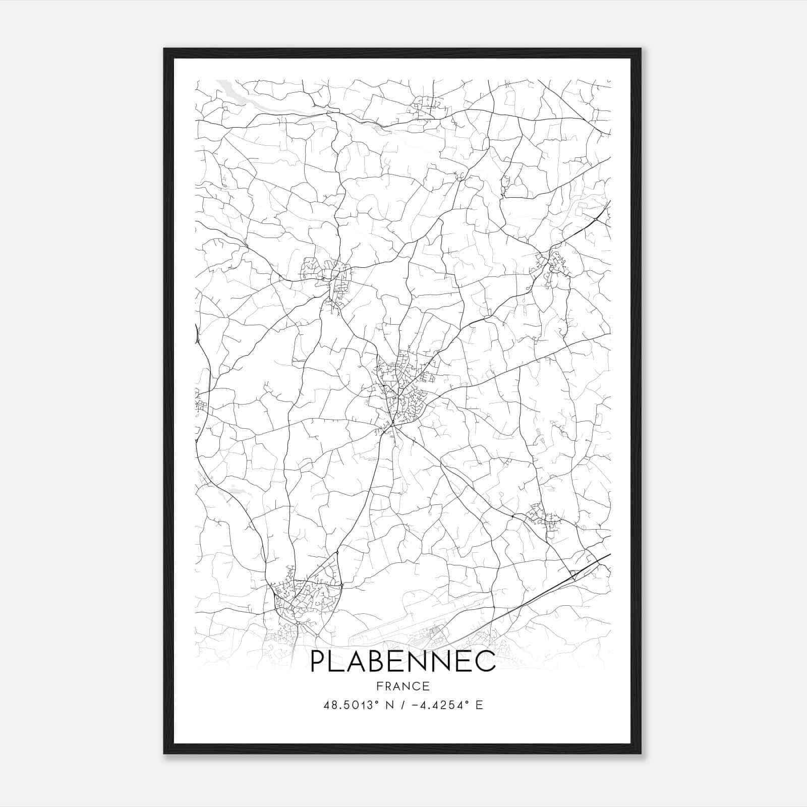 Plabennec France Map Poster, Modern Home Decor Wall Art Print