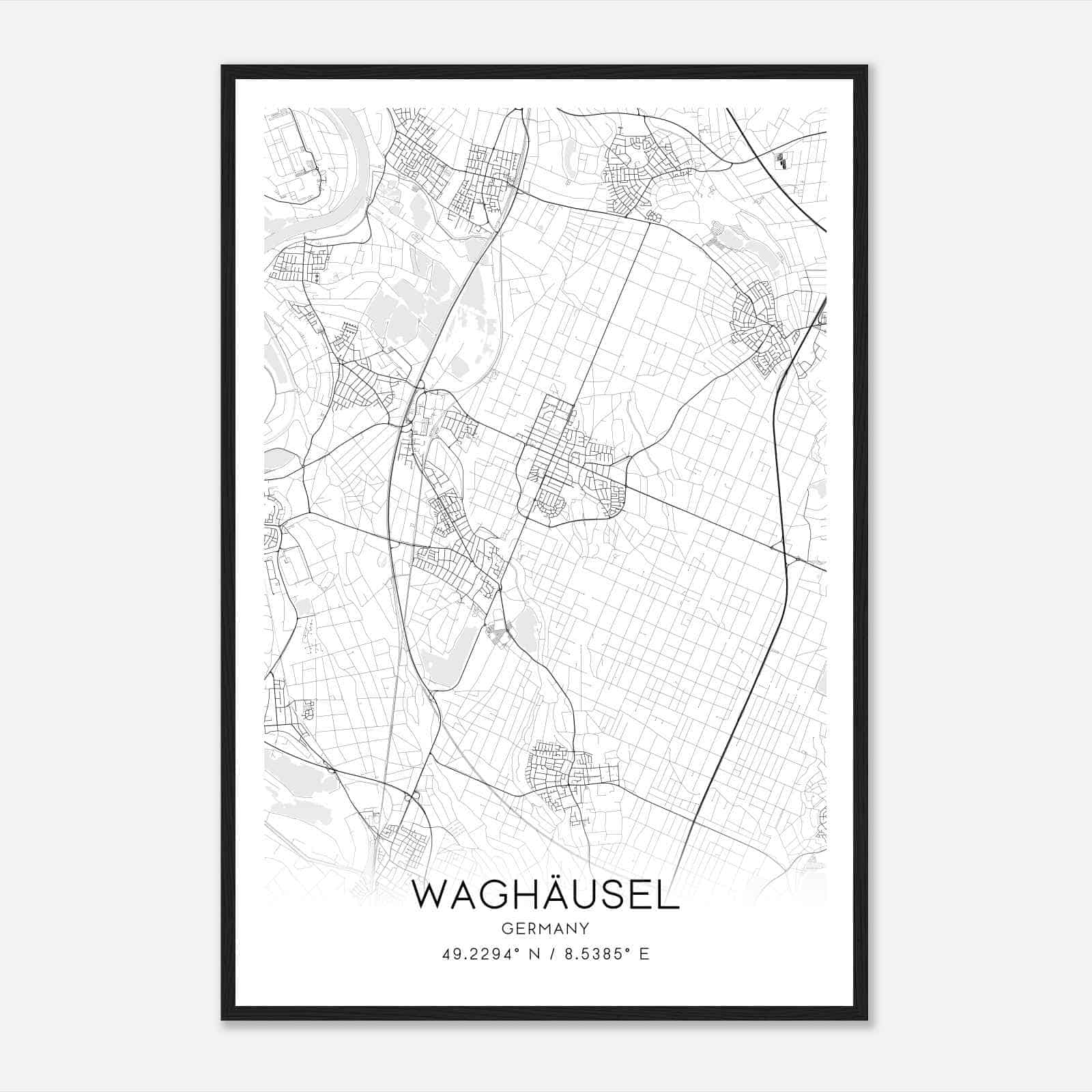 Waghausel Germany Map Poster, Modern Home Decor Wall Art Print Waghausel Germany Map Poster, Modern Home Decor Wall Art Print