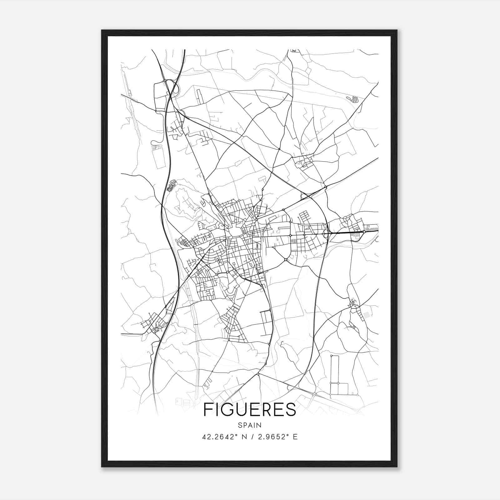 Figueras Spain Map Poster, Modern Home Decor Wall Art Print