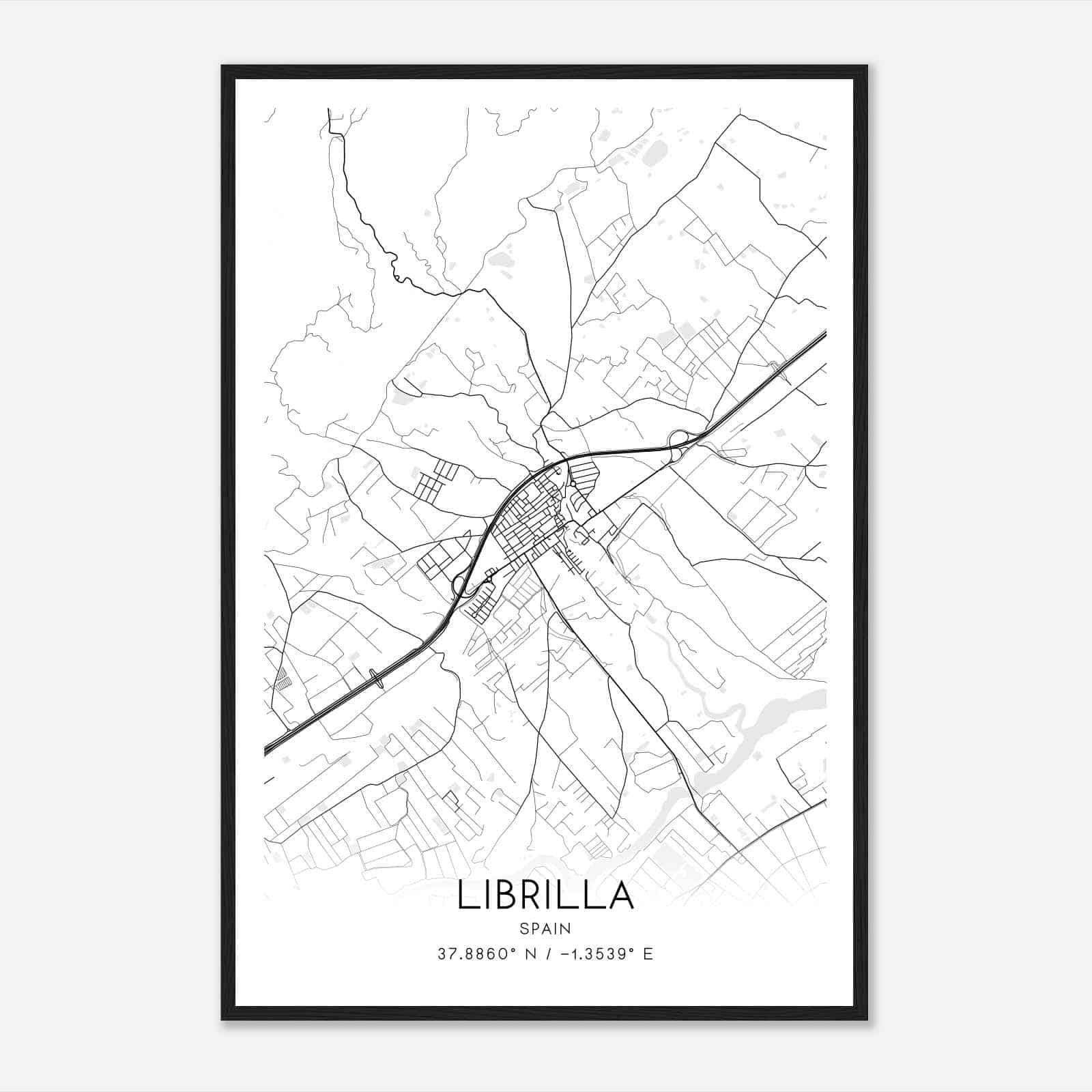 Librilla Spain Map Poster, Modern Home Decor Wall Art Print