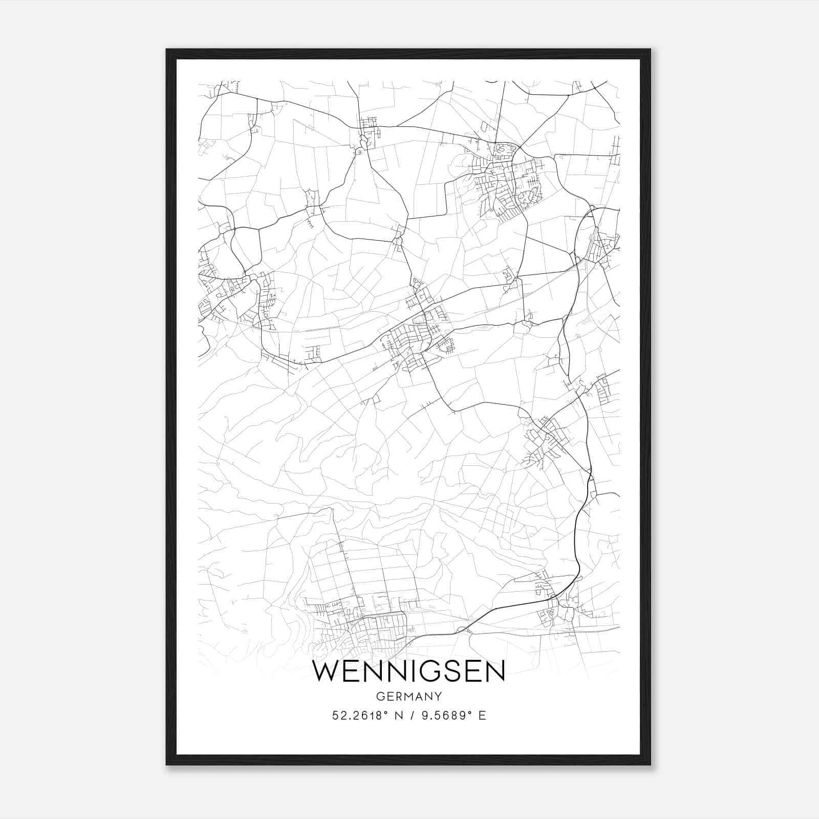 Wennigsen Germany Map Poster, Modern Home Decor Wall Art Print