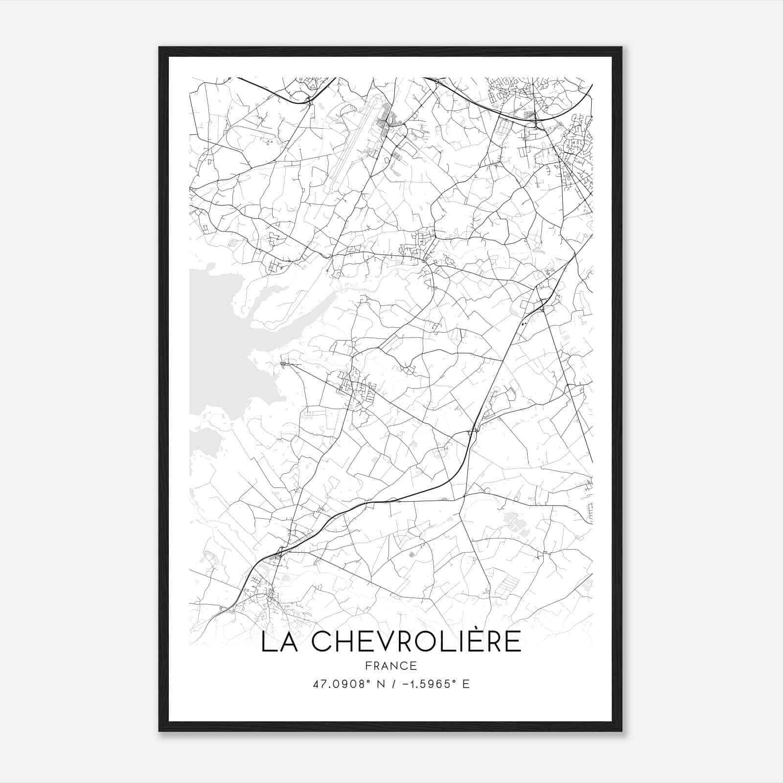 La Chevroliere France Map Poster, Modern Home Decor Wall Art Print