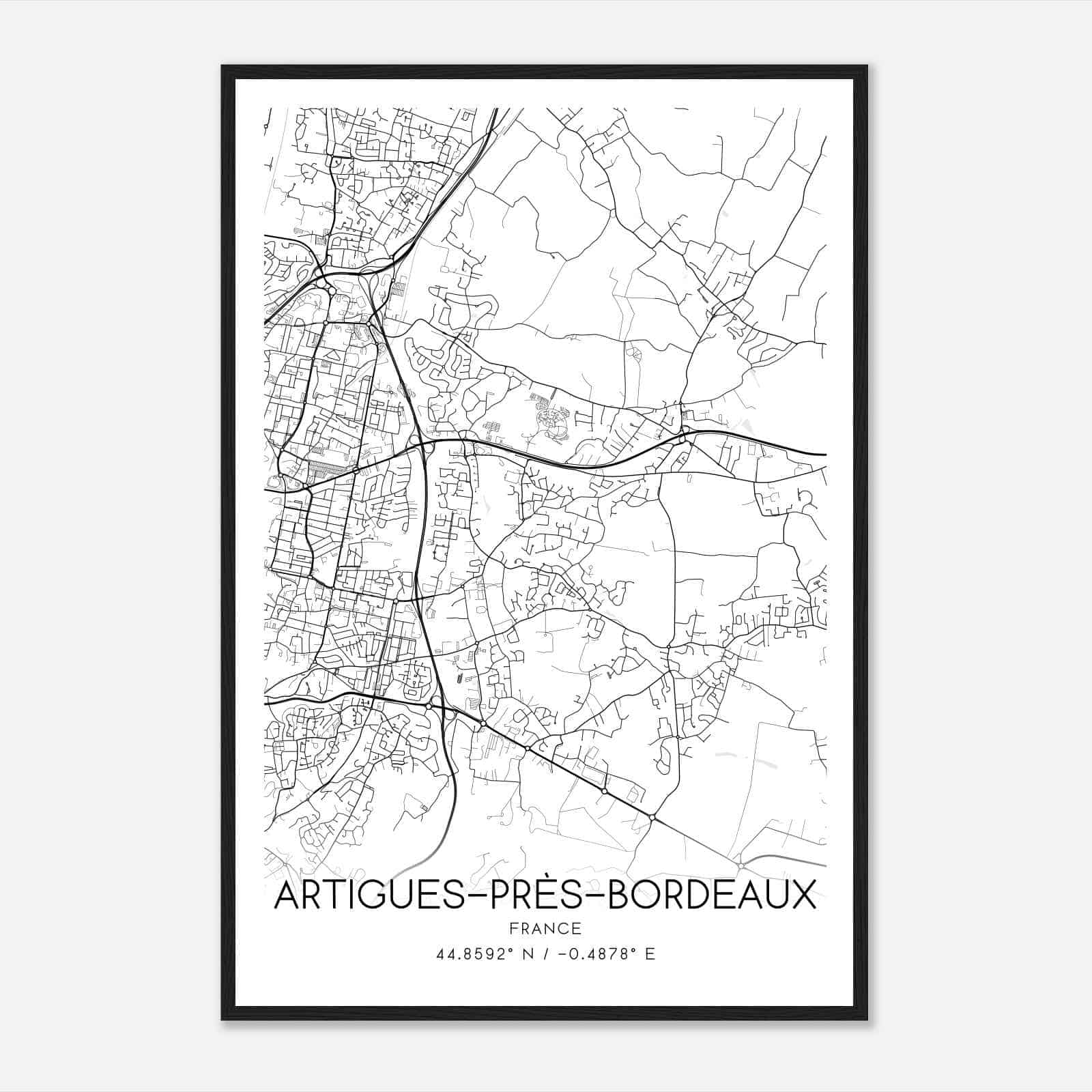 Artigues-pres-Bordeaux France Map Poster, Modern Home Decor Wall Art Print