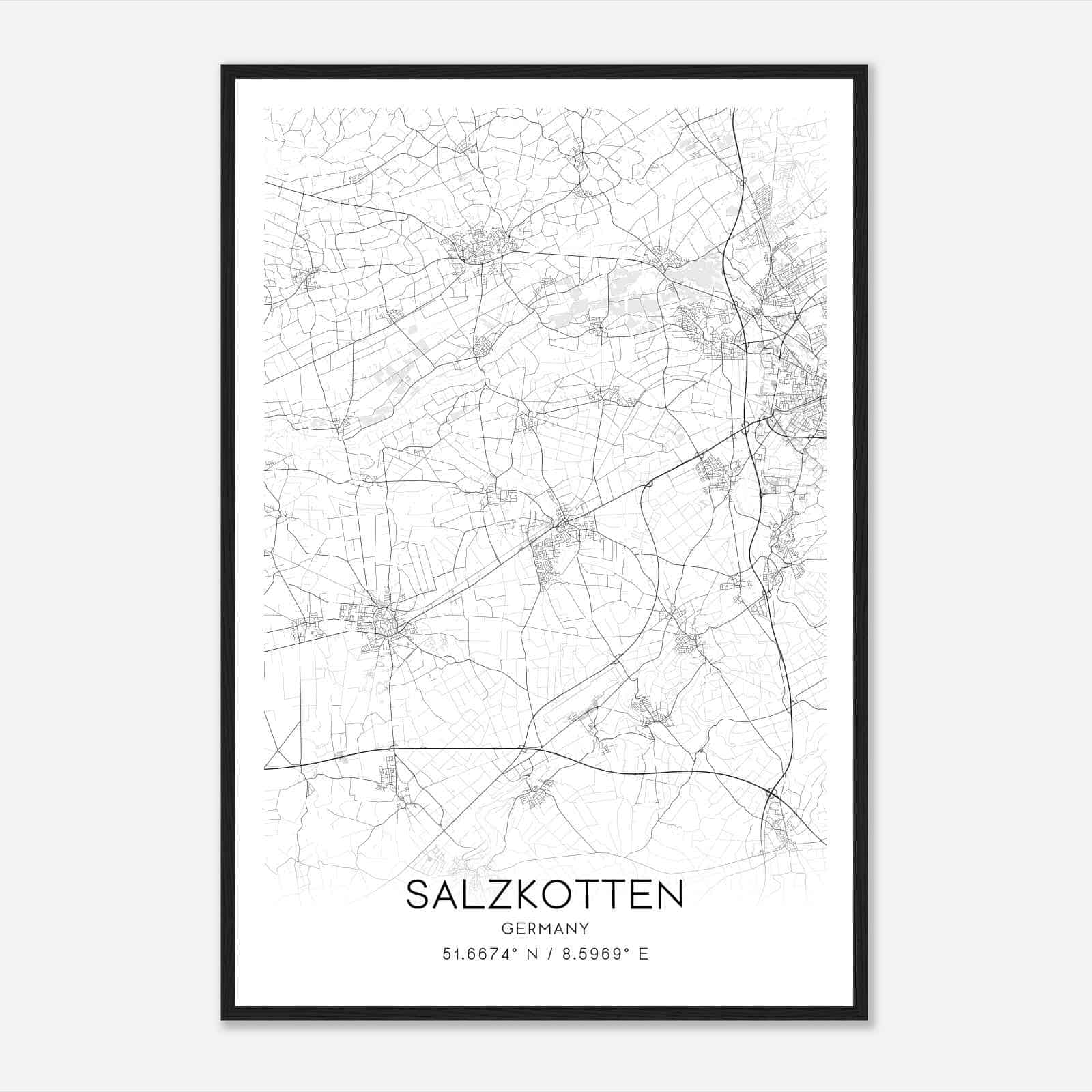 Salzkotten Germany Map Poster, Modern Home Decor Wall Art Print