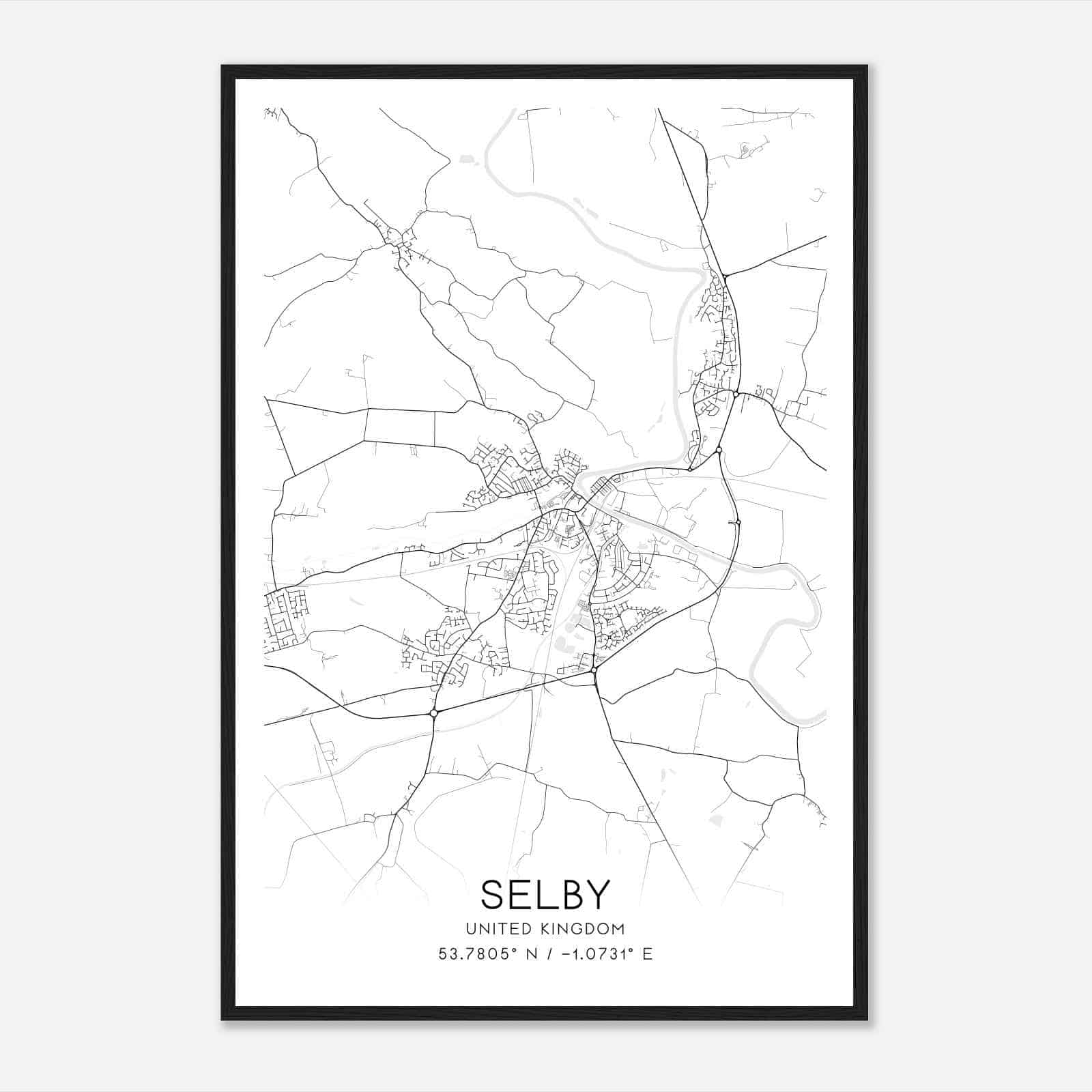 Selby United Kingdom Map Poster, Modern Home Decor Wall Art Print
