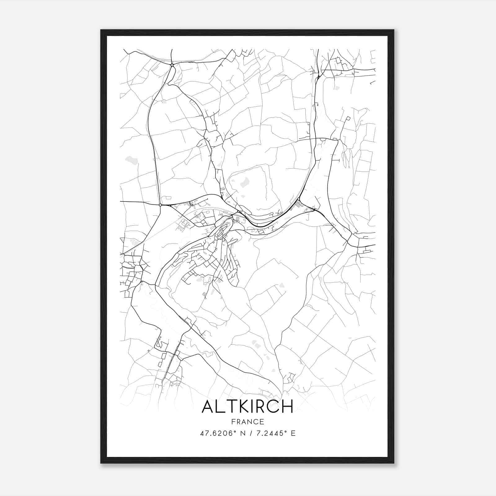 Altkirch France Map Poster, Modern Home Decor Wall Art Print