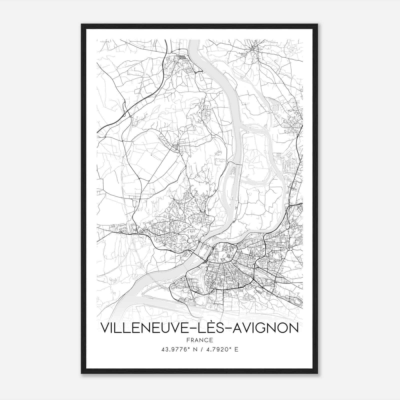 Villeneuve-les-Avignon France Map Poster, Modern Home Decor Wall Art Print