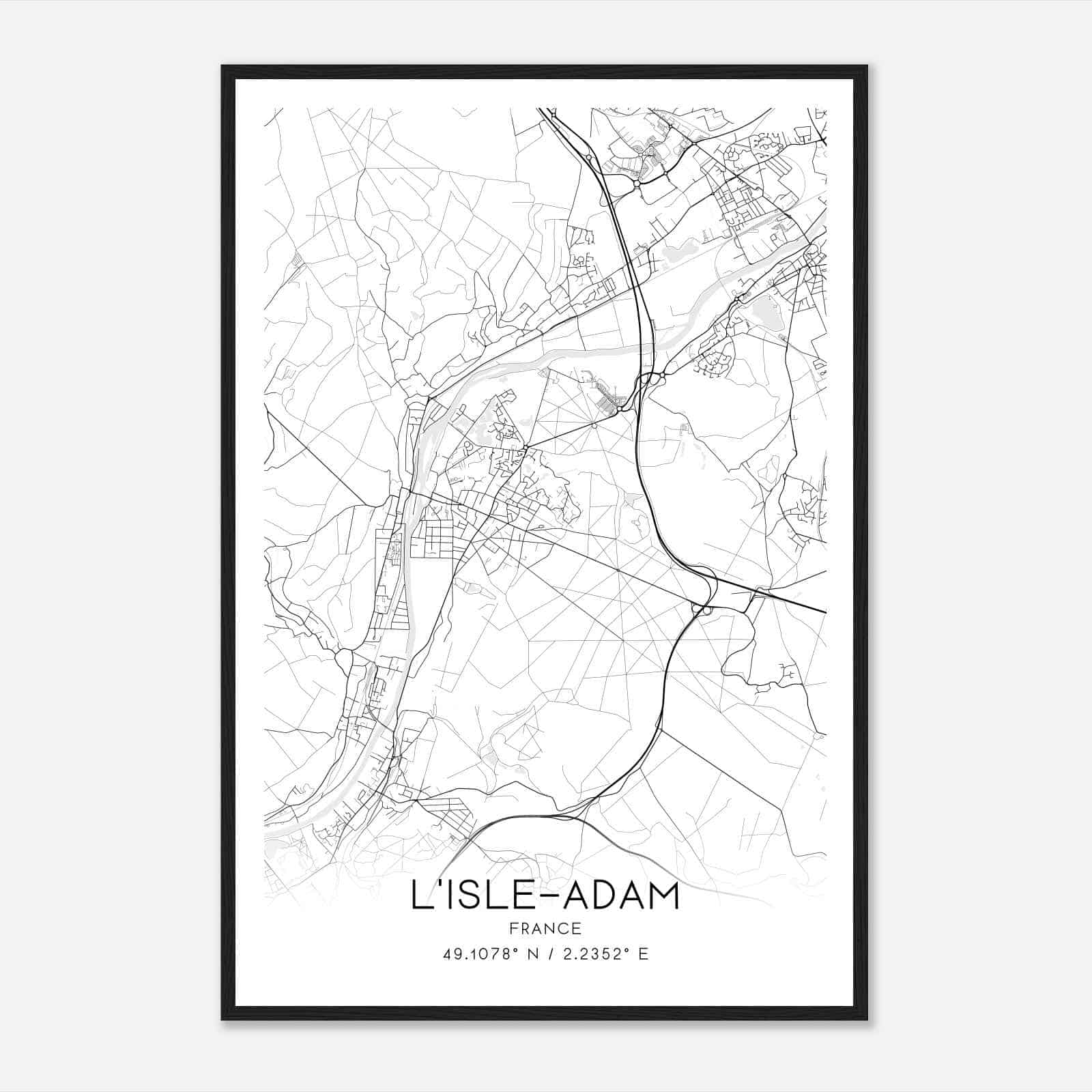 L’Isle-Adam France Map Poster, Modern Home Decor Wall Art Print
