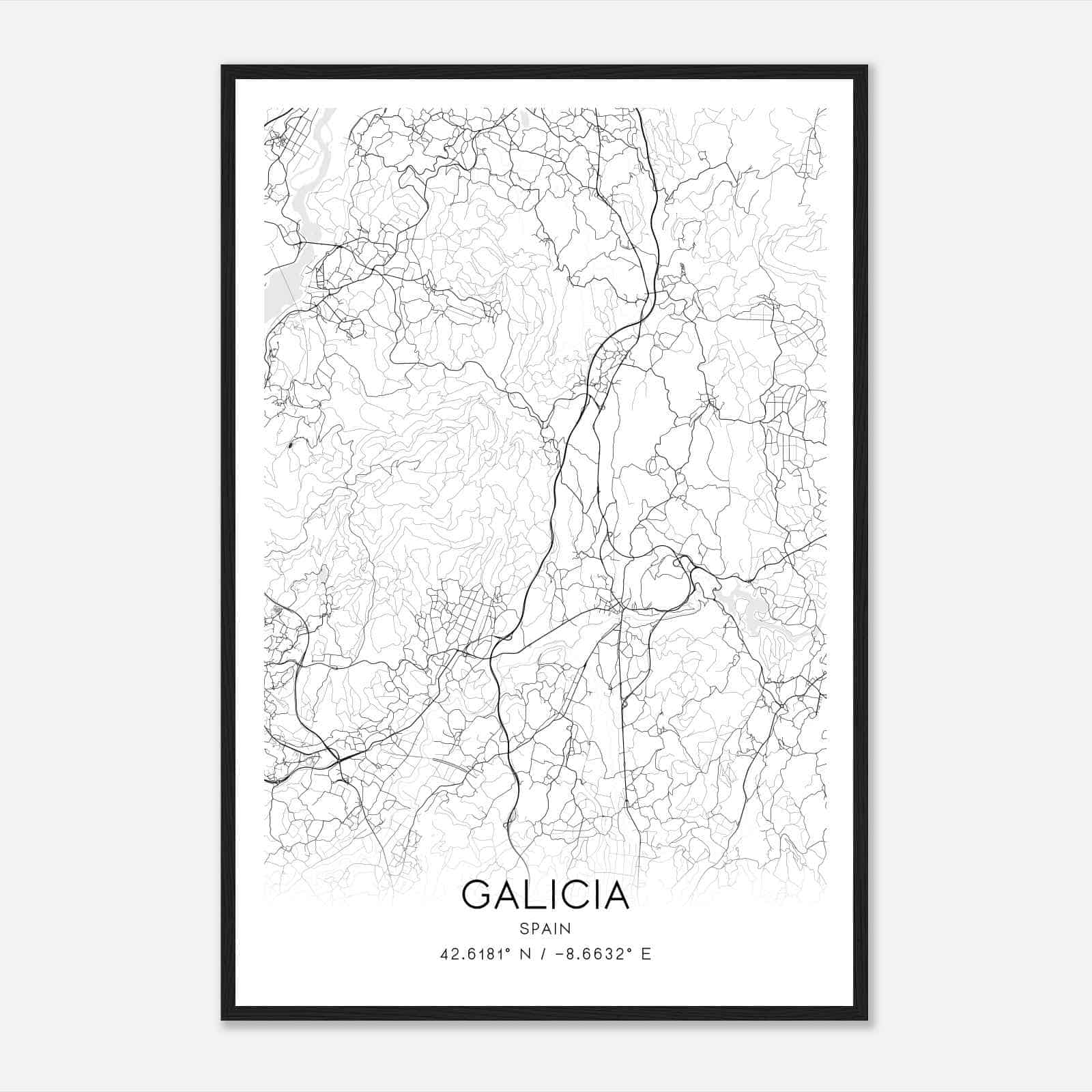 Caldas de Reyes Spain Map Poster, Modern Home Decor Wall Art Print