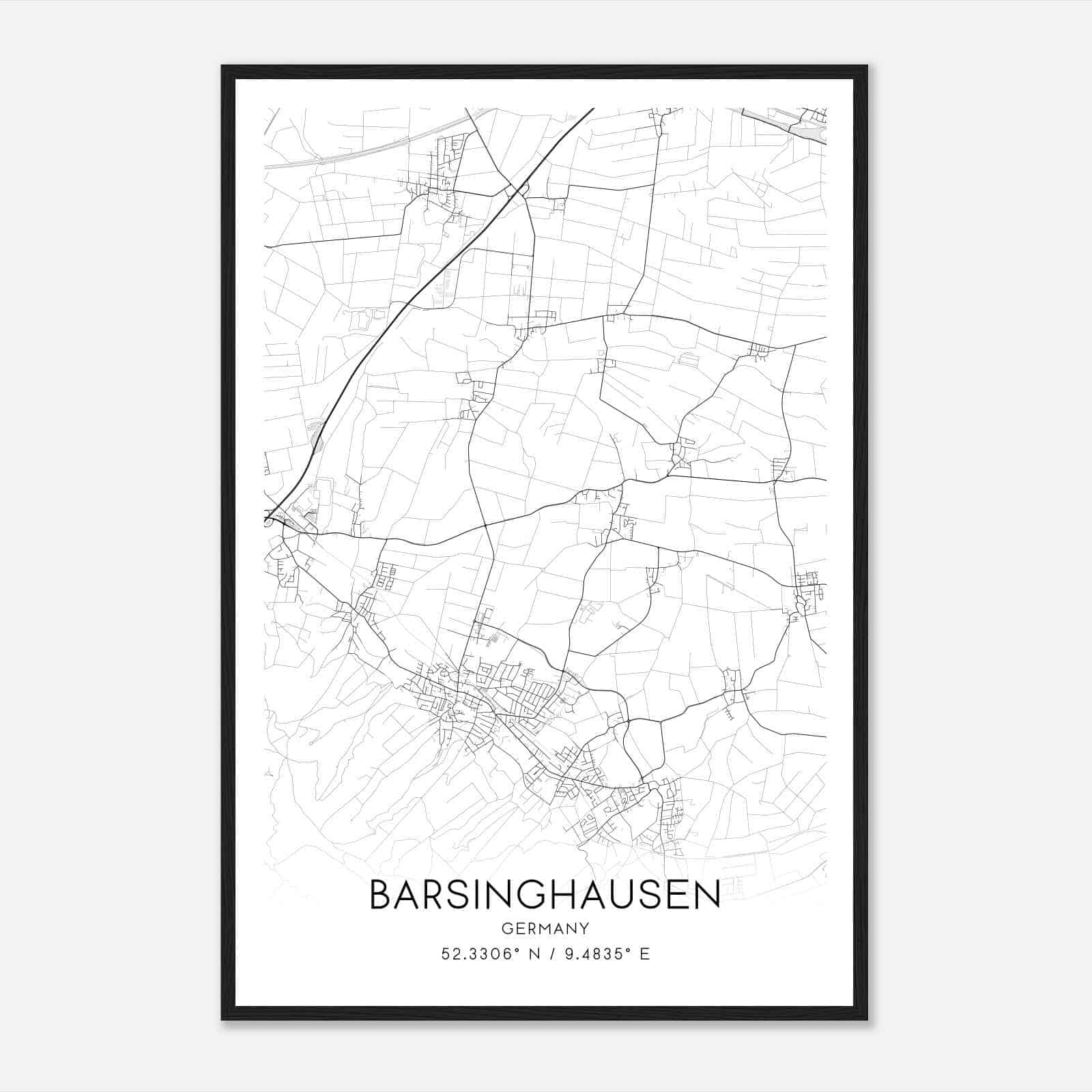 Barsinghausen Germany Map Poster, Modern Home Decor Wall Art Print