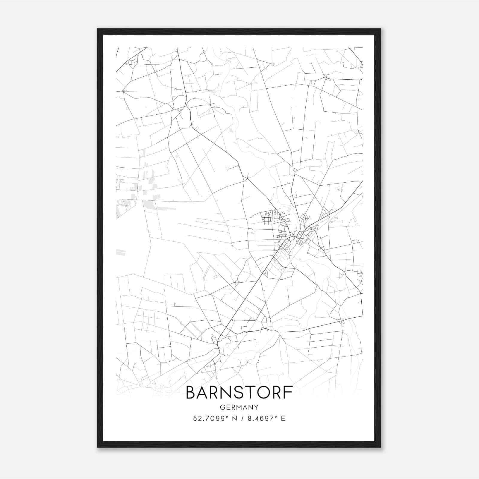 Barnstorf Germany Map Poster, Modern Home Decor Wall Art Print