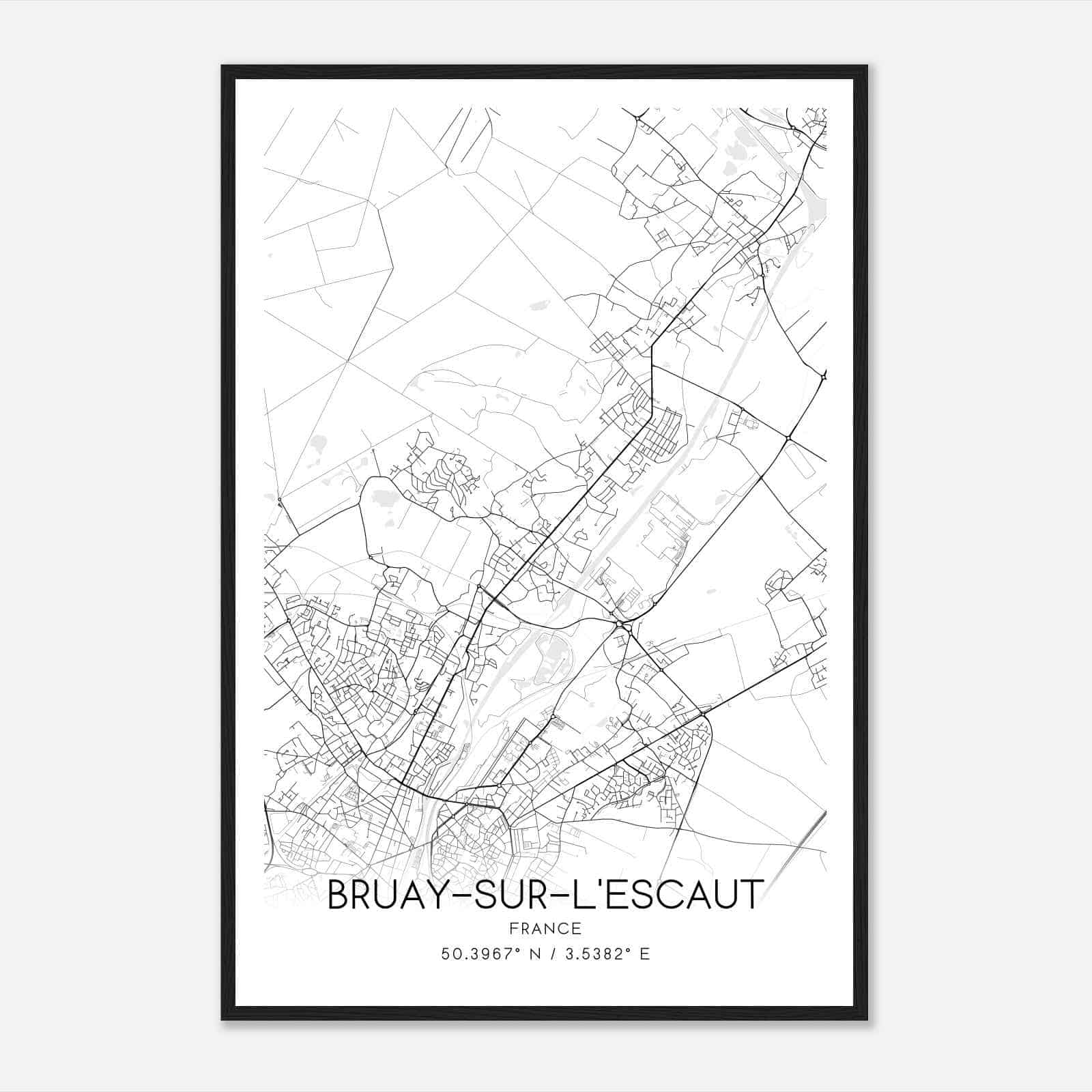 Bruay-sur-l’Escaut France Map Poster, Modern Home Decor Wall Art Print
