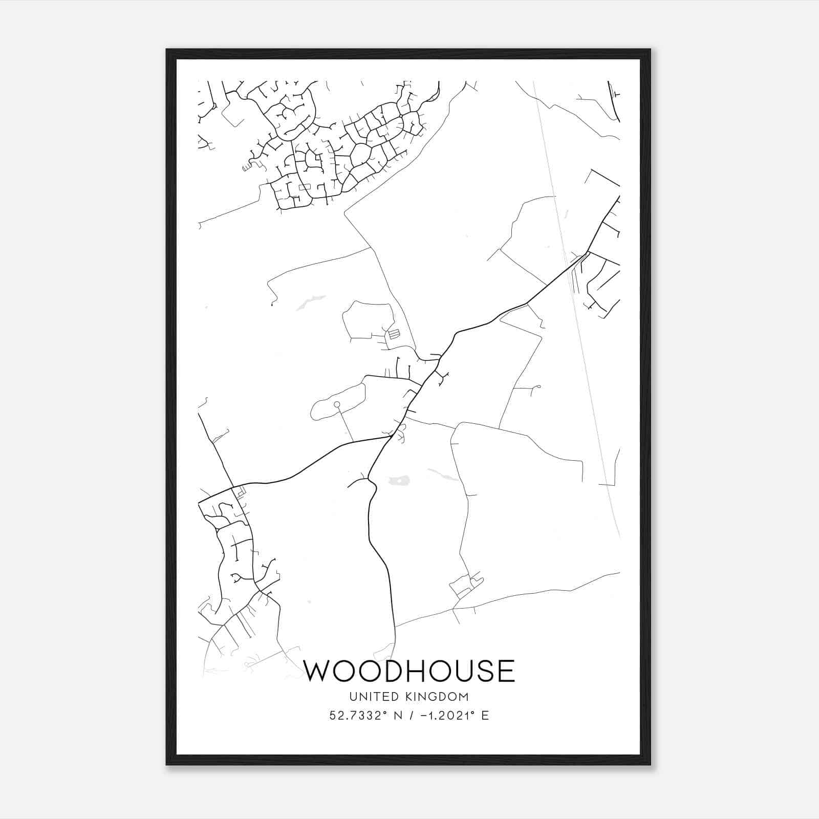 Woodhouse United Kingdom Map Poster, Modern Home Decor Wall Art Print