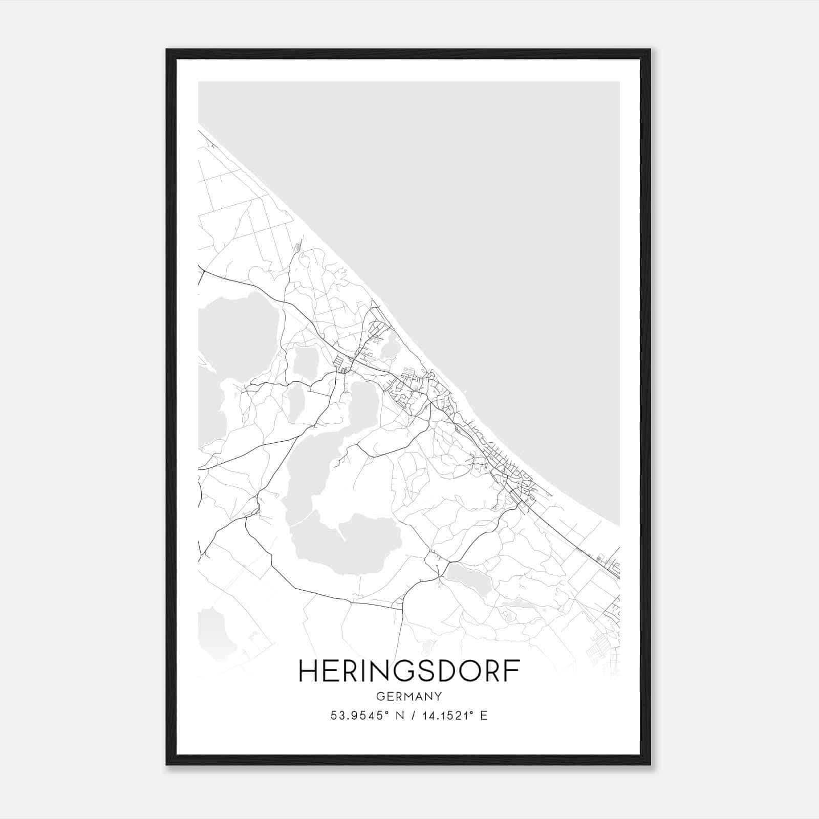 Seebad Heringsdorf Germany Map Poster, Modern Home Decor Wall Art Print