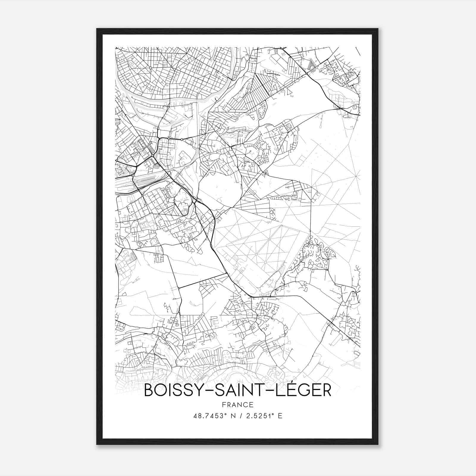 Boissy-Saint-Leger France Map Poster, Modern Home Decor Wall Art Print Boissy-Saint-Leger France Map Poster, Modern Home Decor Wall Art Print