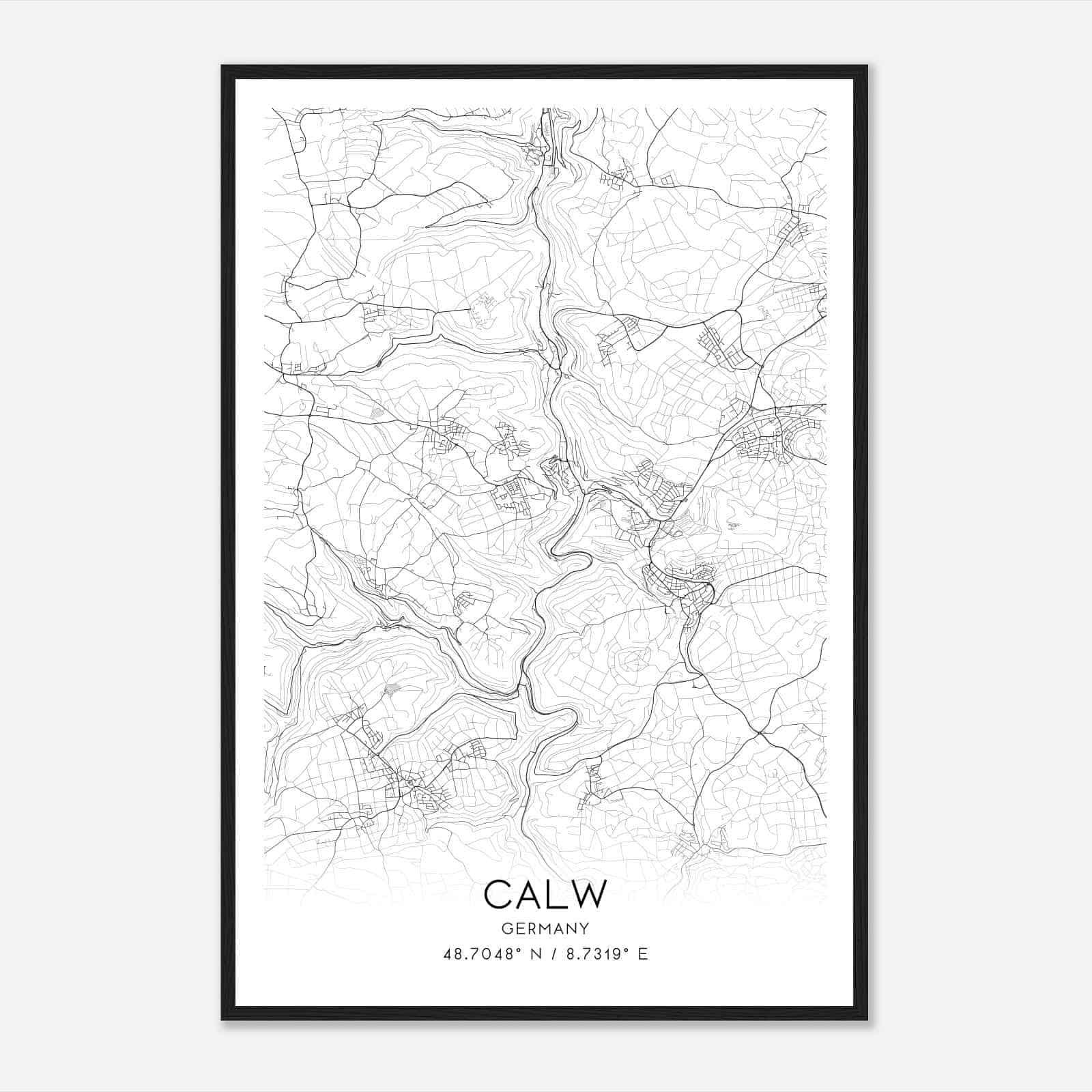 Calw Germany Map Poster, Modern Home Decor Wall Art Print