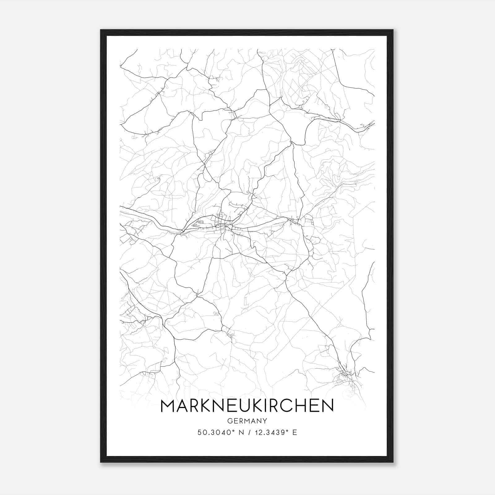 Markneukirchen Germany Map Poster, Modern Home Decor Wall Art Print