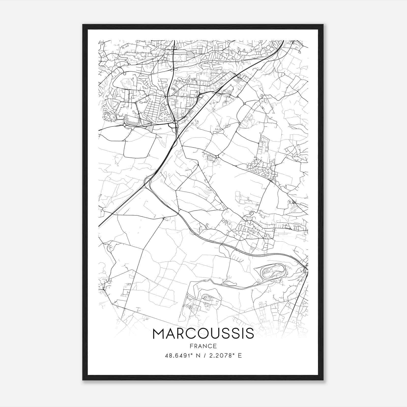 Marcoussis France Map Poster, Modern Home Decor Wall Art Print