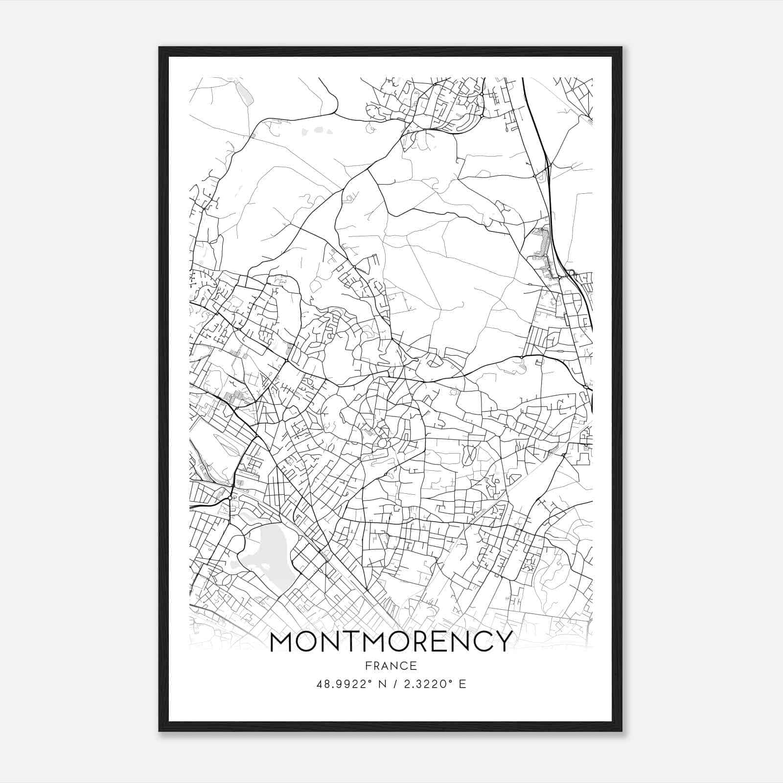 Montmorency France Map Poster, Modern Home Decor Wall Art Print