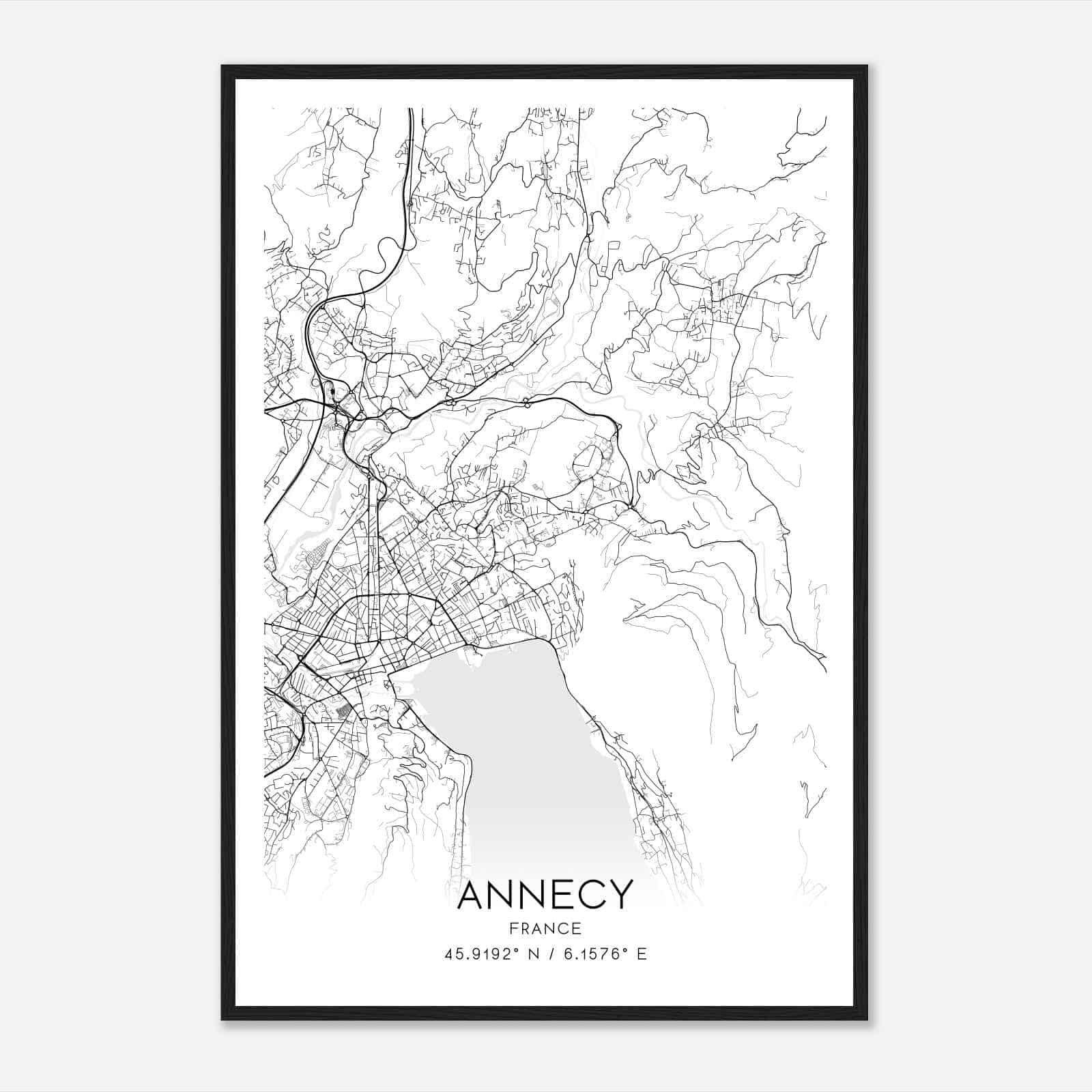 Annecy-le-Vieux France Map Poster, Modern Home Decor Wall Art Print