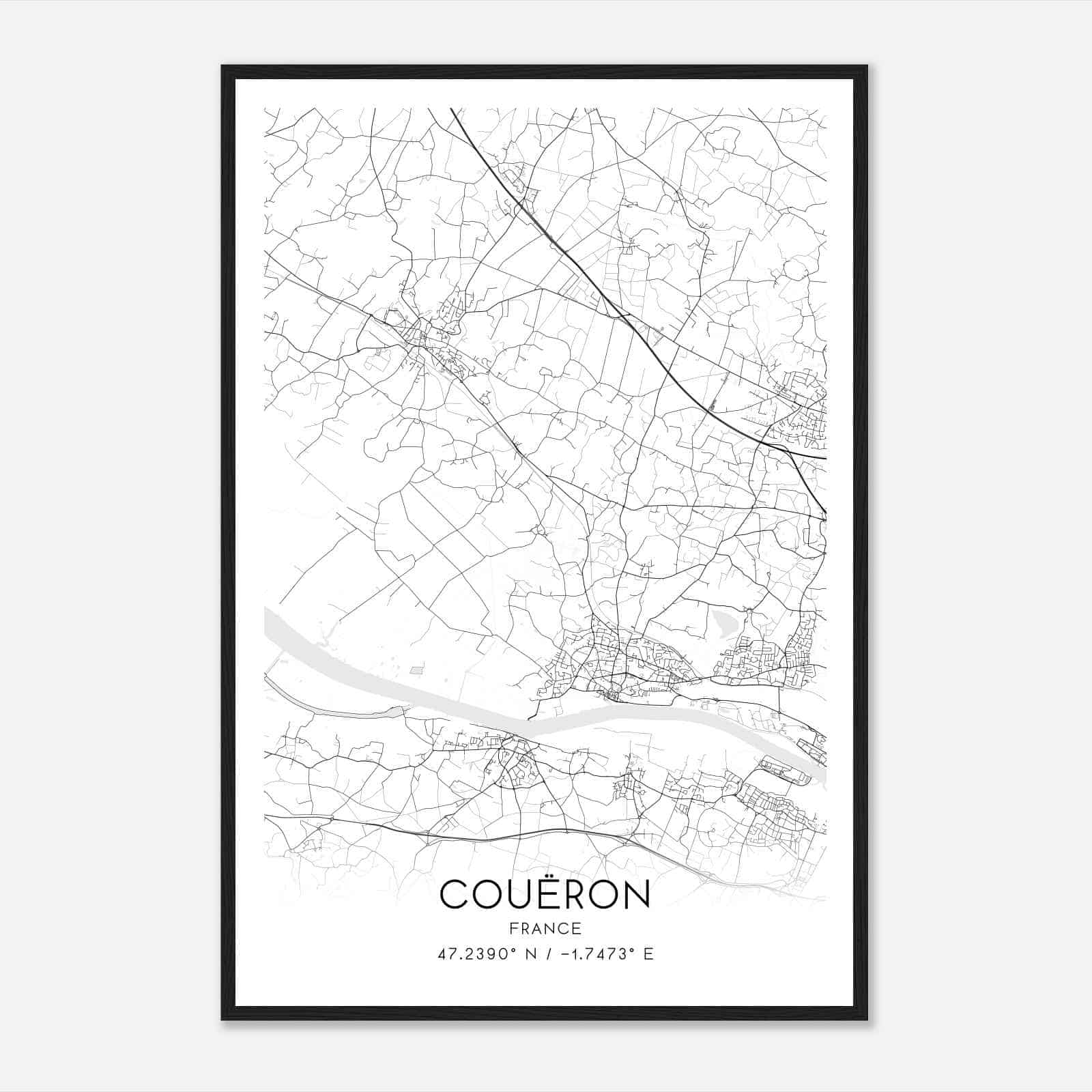 Coueron France Map Poster, Modern Home Decor Wall Art Print