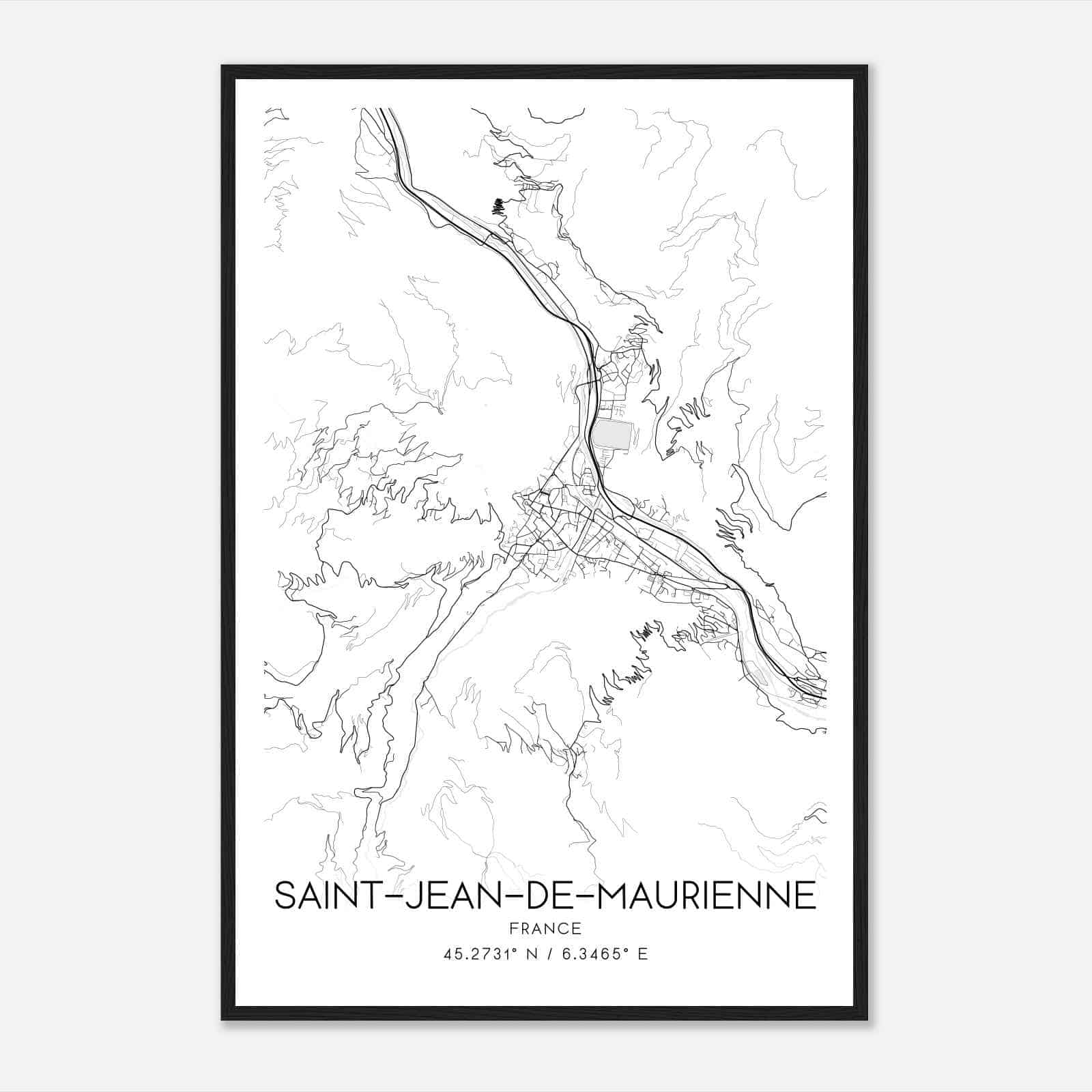 Saint-Jean-de-Maurienne France Map Poster, Modern Home Decor Wall Art Print