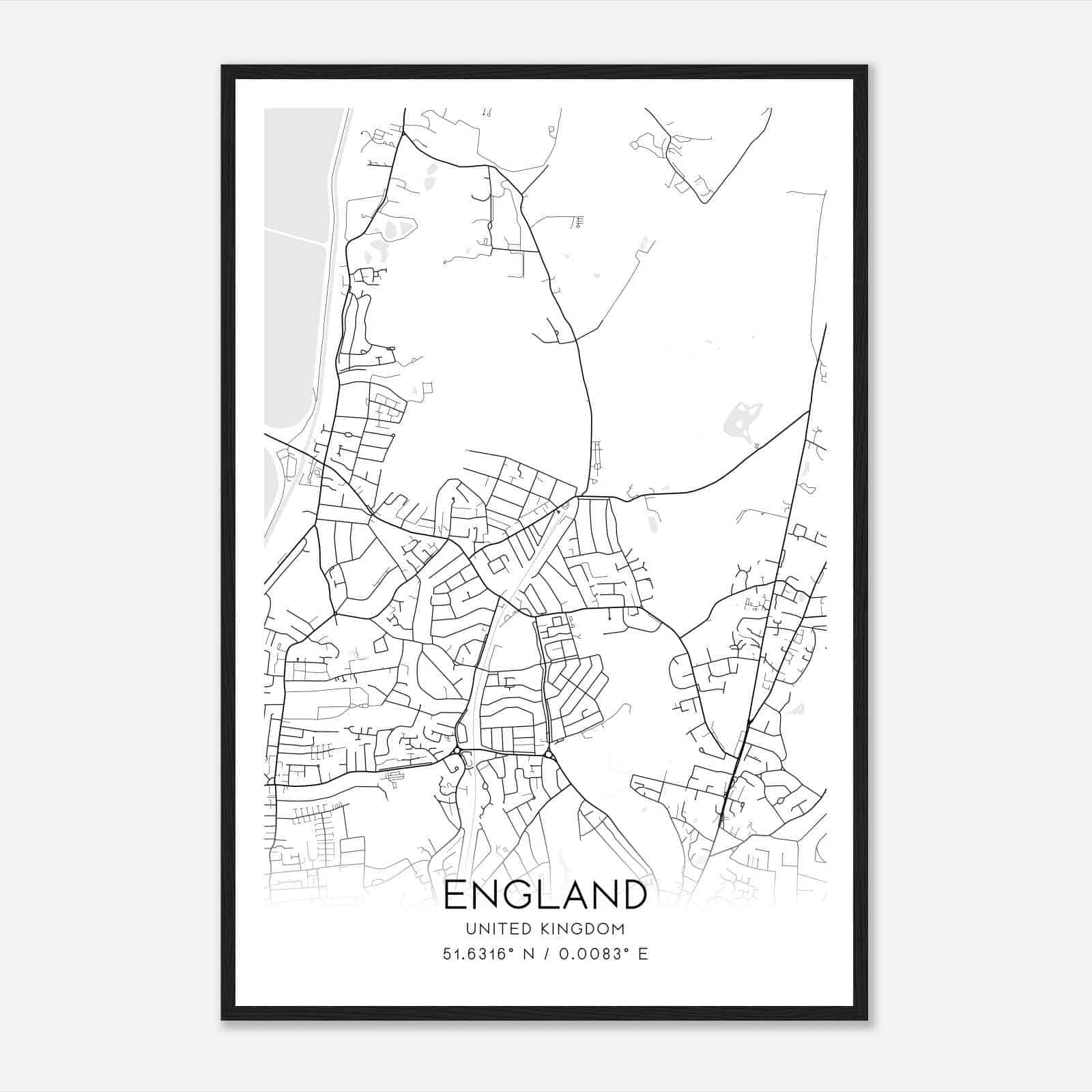 Chingford United Kingdom Map Poster, Modern Home Decor Wall Art Print