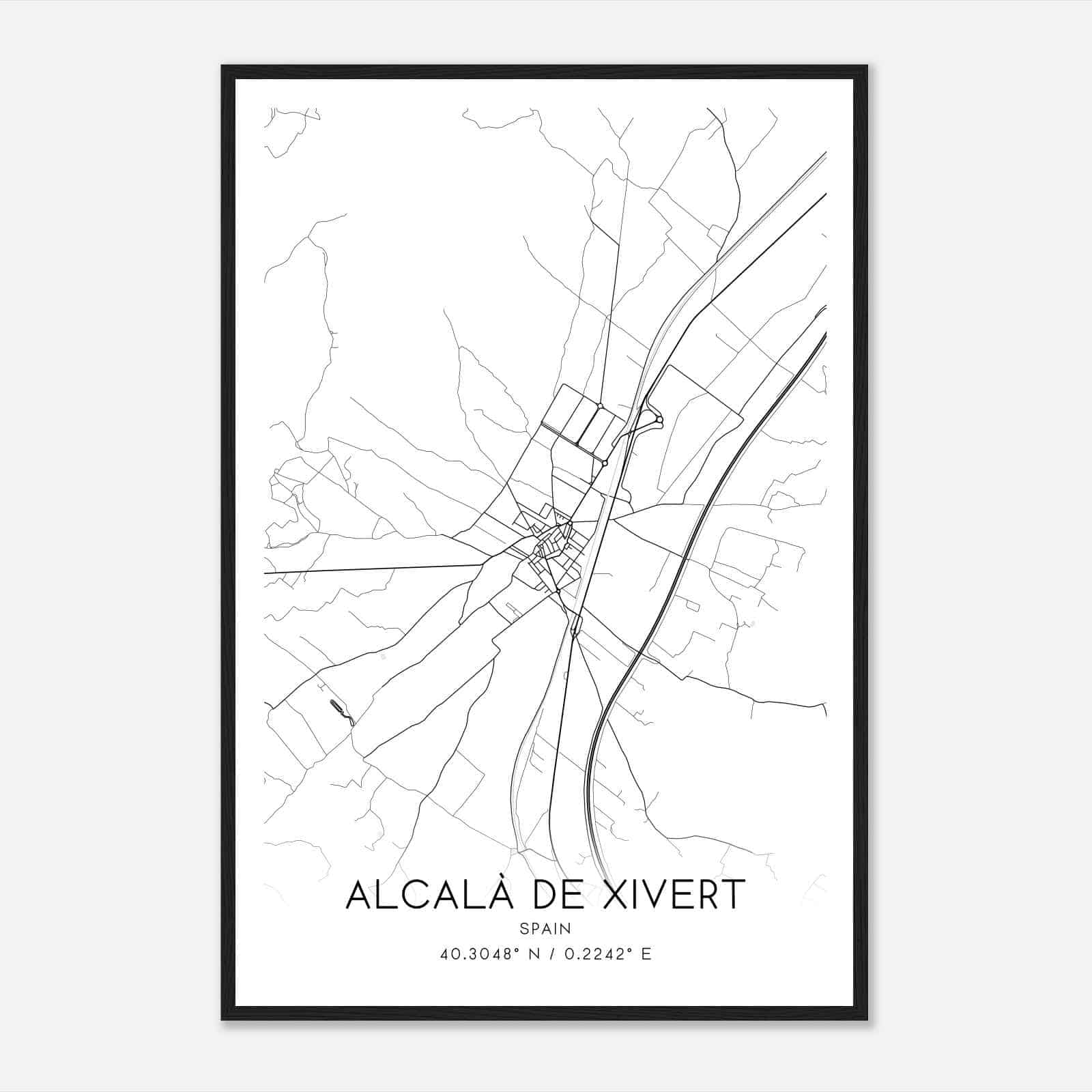 Alcala de Chivert Spain Map Poster, Modern Home Decor Wall Art Print
