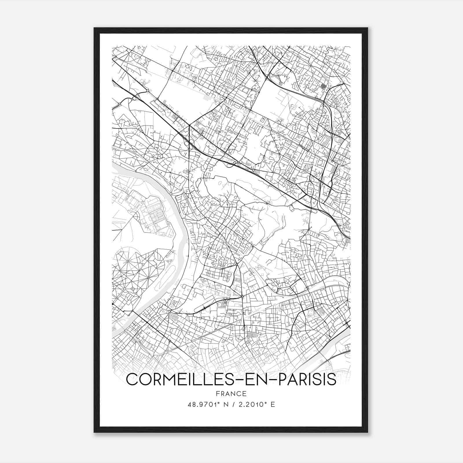 Cormeilles-en-Parisis France Map Poster, Modern Home Decor Wall Art Print
