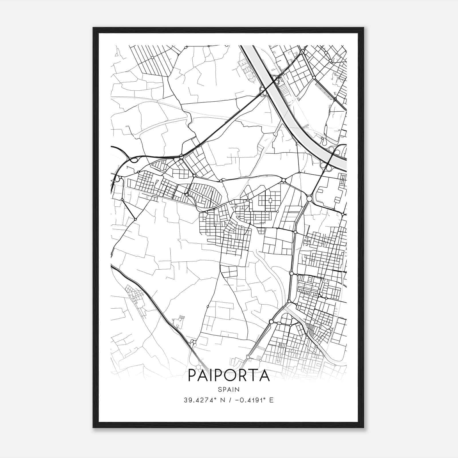 Paiporta Spain Map Poster, Modern Home Decor Wall Art Print