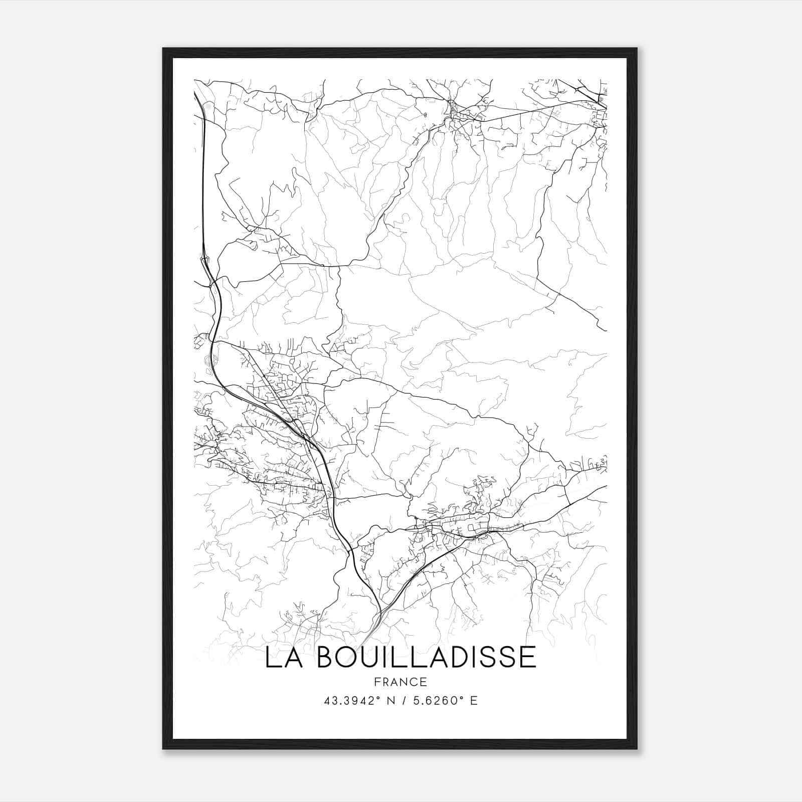 La Bouilladisse France Map Poster, Modern Home Decor Wall Art Print