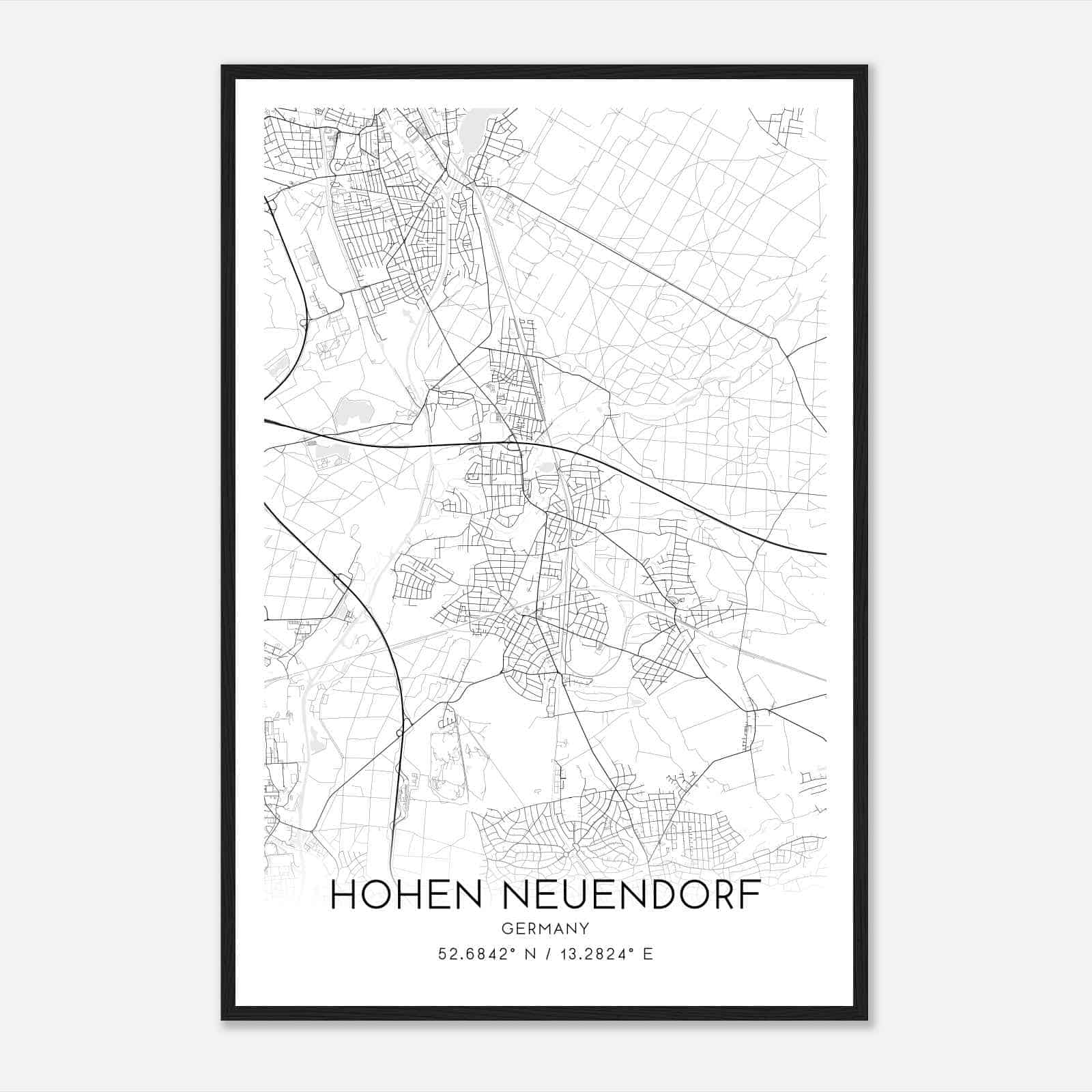 Hohen Neuendorf Germany Map Poster, Modern Home Decor Wall Art Print