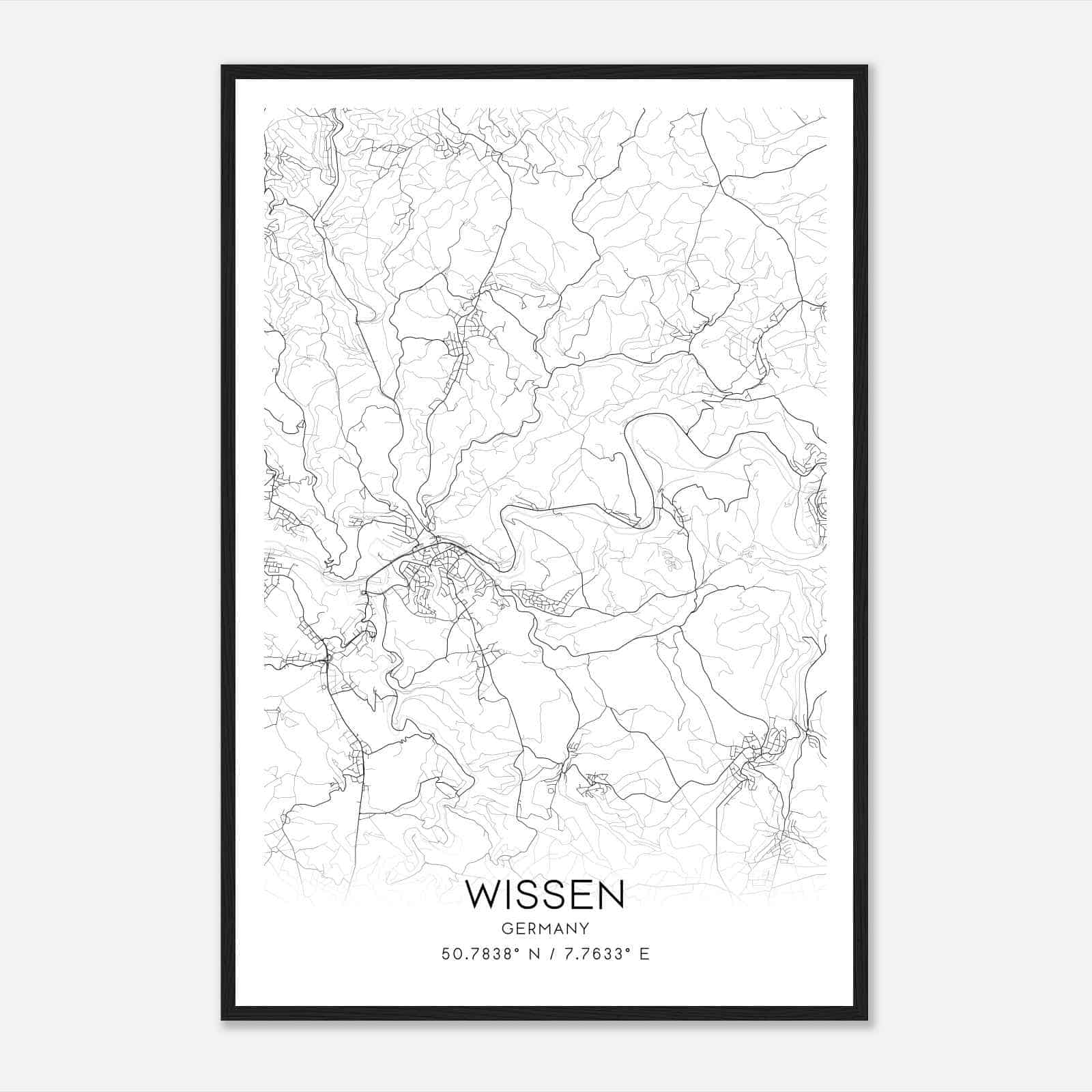 Wissen Germany Map Poster, Modern Home Decor Wall Art Print