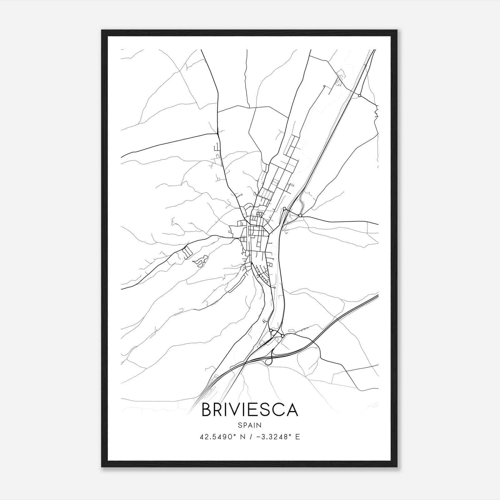Briviesca Spain Map Poster, Modern Home Decor Wall Art Print