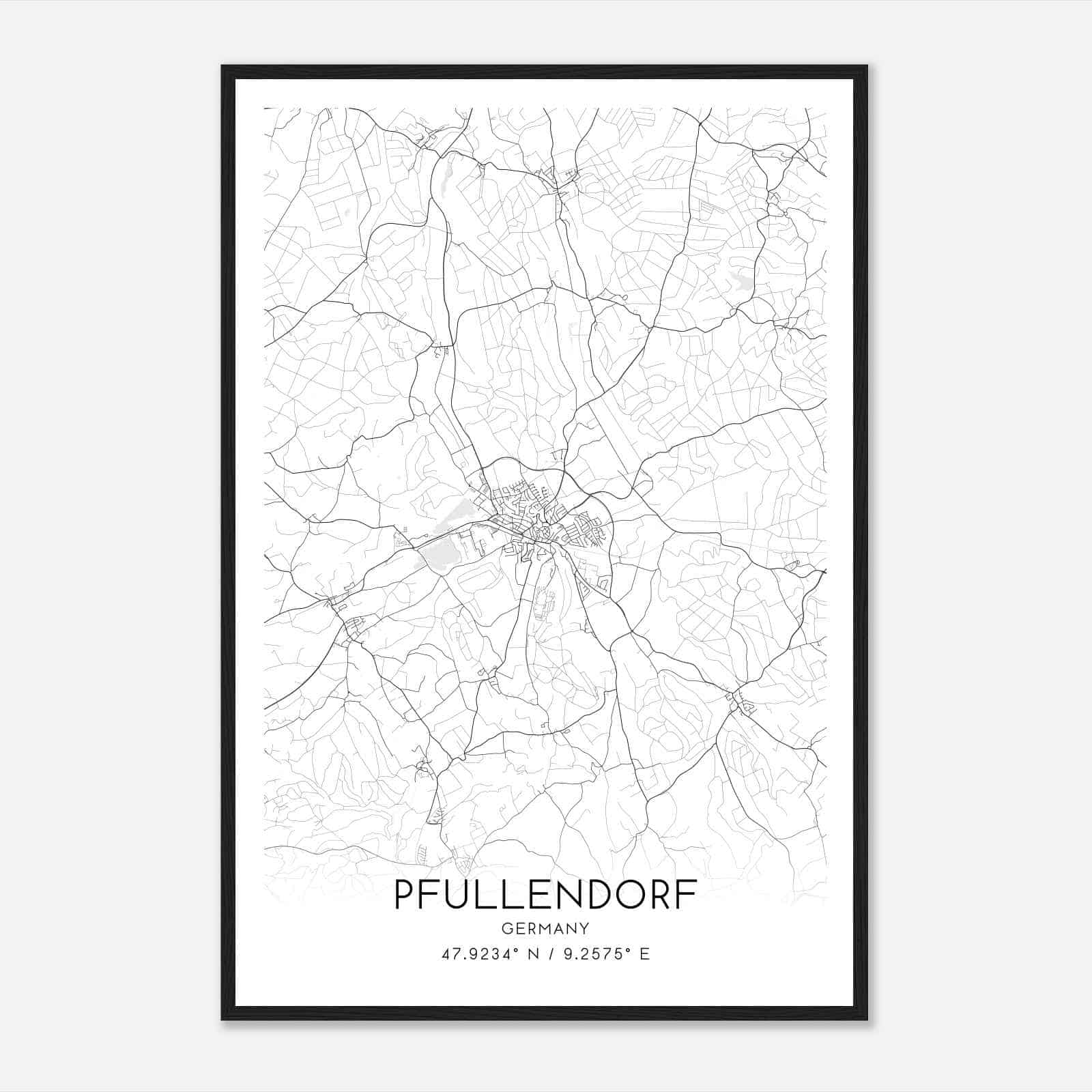 Pfullendorf Germany Map Poster, Modern Home Decor Wall Art Print