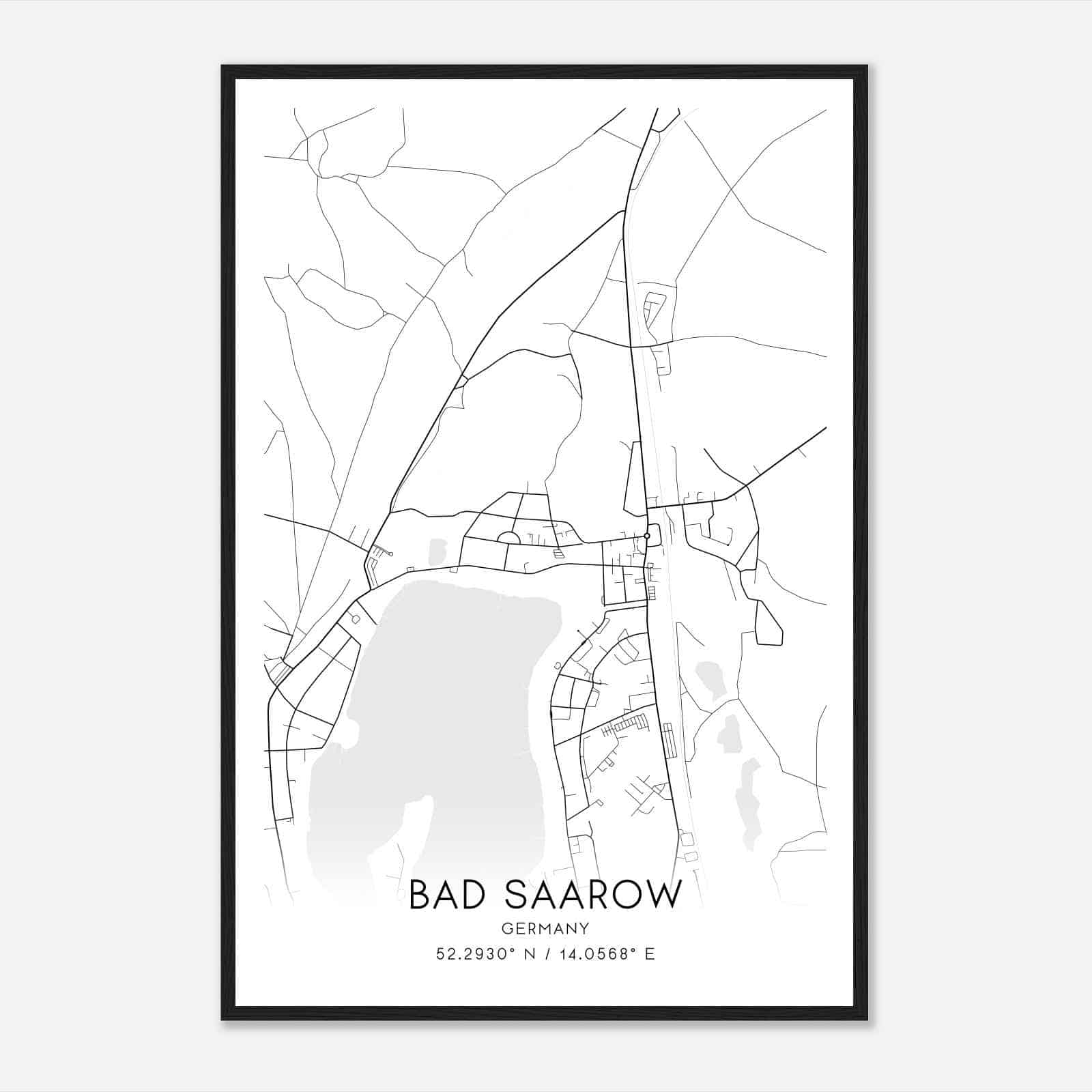Bad Saarow-Pieskow Germany Map Poster, Modern Home Decor Wall Art Print