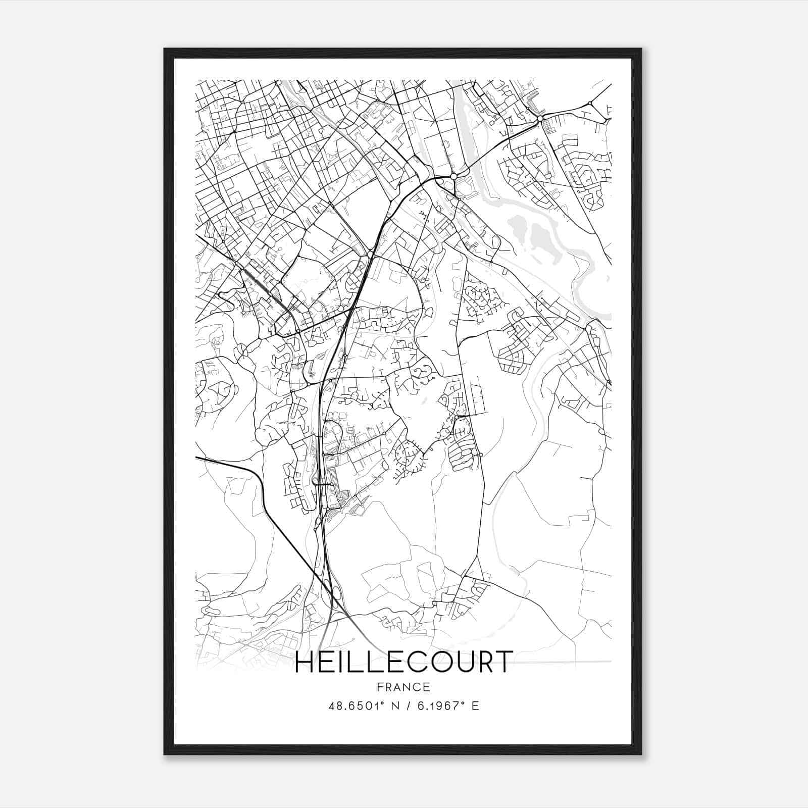 Heillecourt France Map Poster, Modern Home Decor Wall Art Print